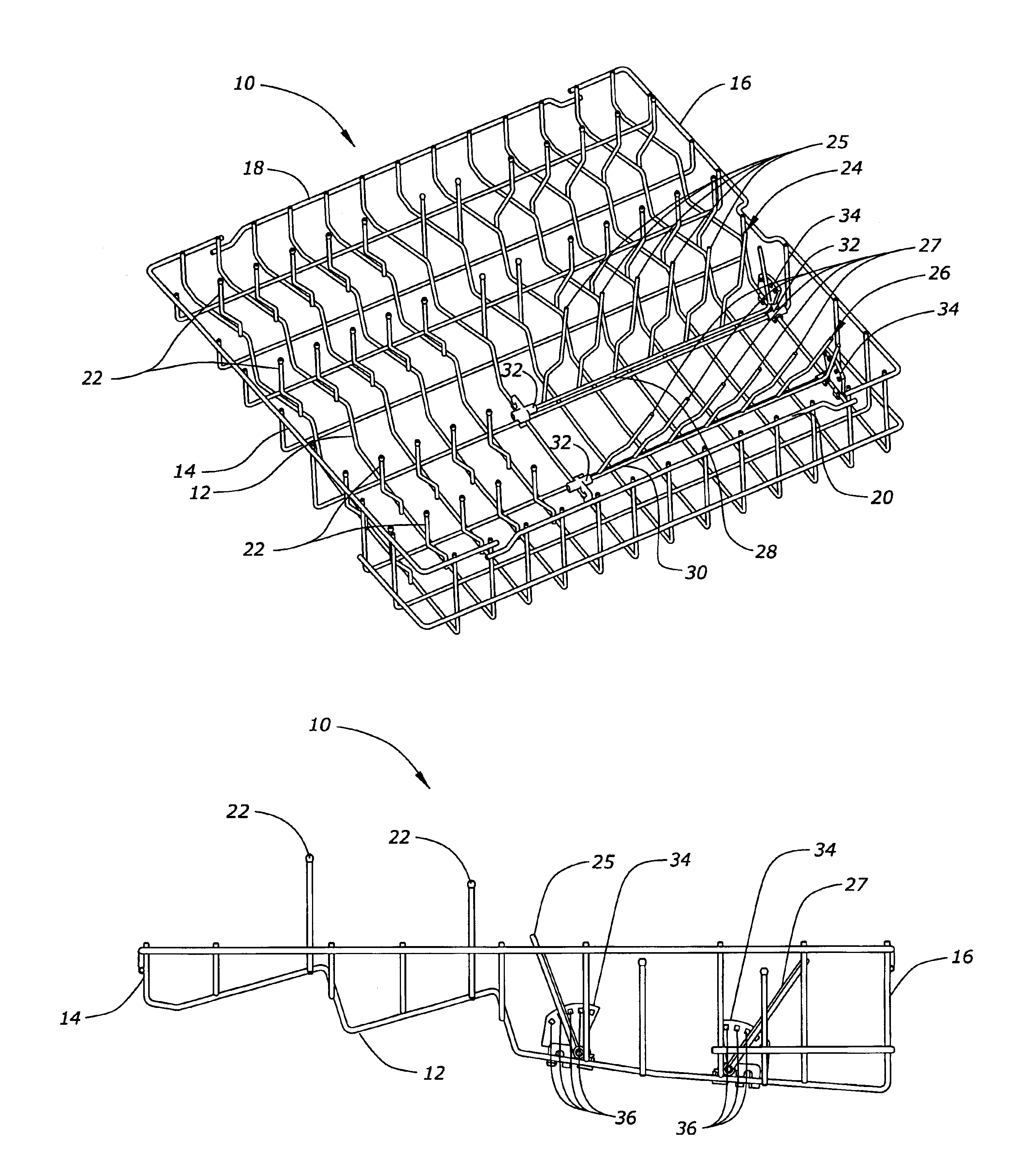 Rack for reduced height washing compartment