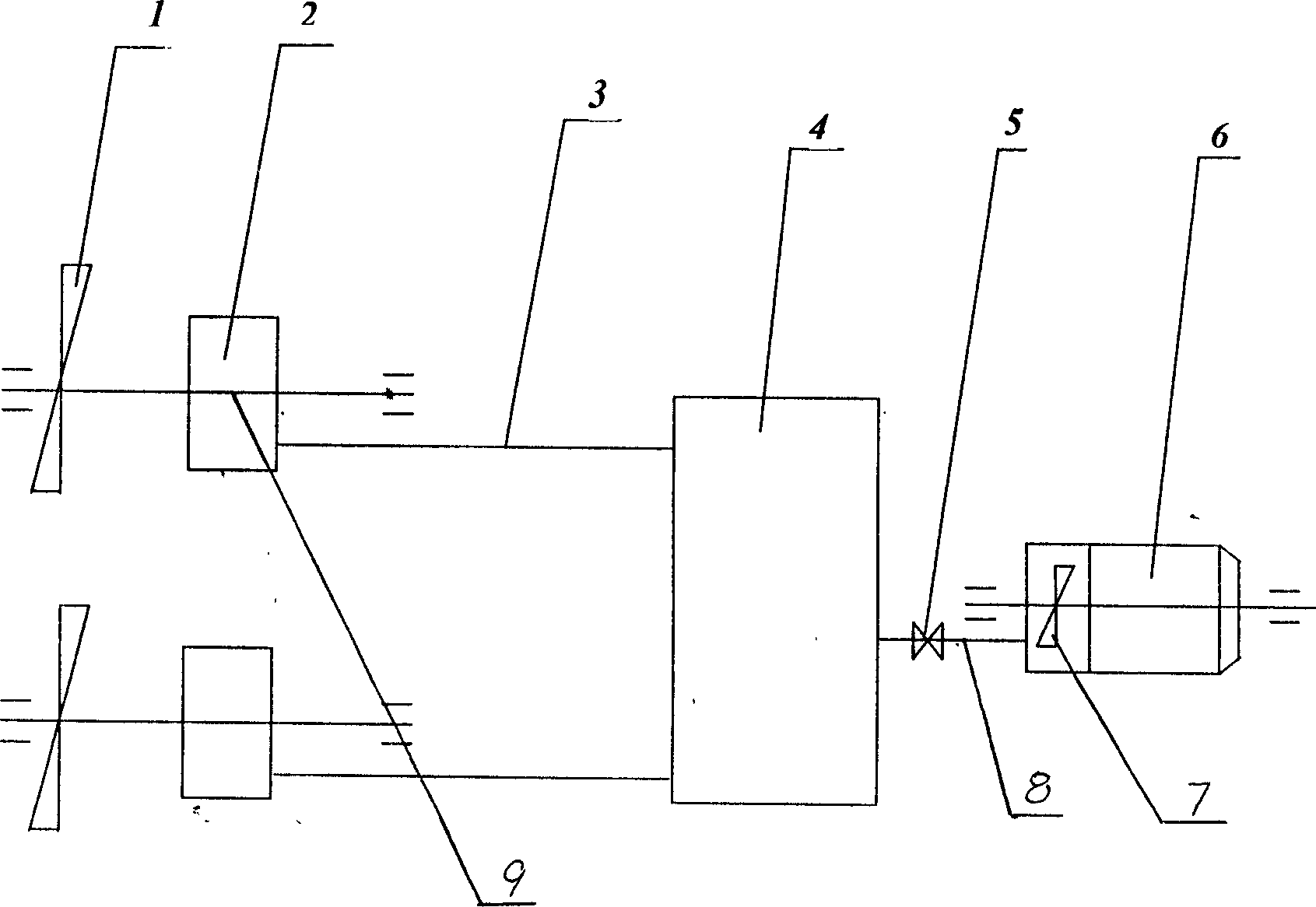 Wind-power compressed air driven wind-mill generating field set