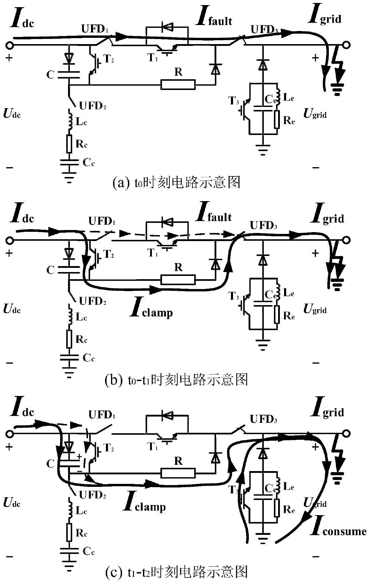 Voltage-reduction clamping type direct-current circuit breaker suitable for direct-current power grid