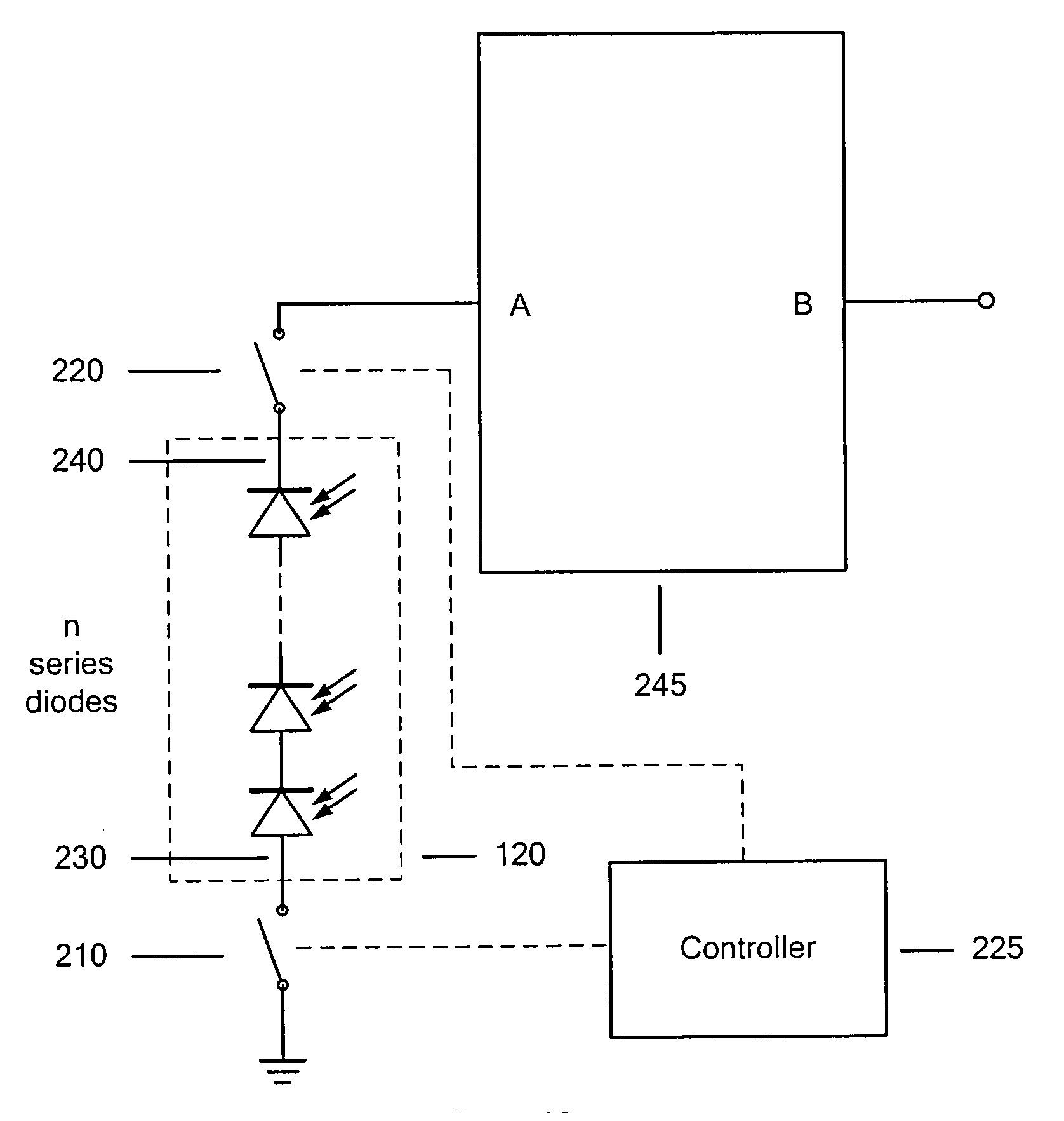 Apparatus and method for preventing charge pumping in series connected diode stacks