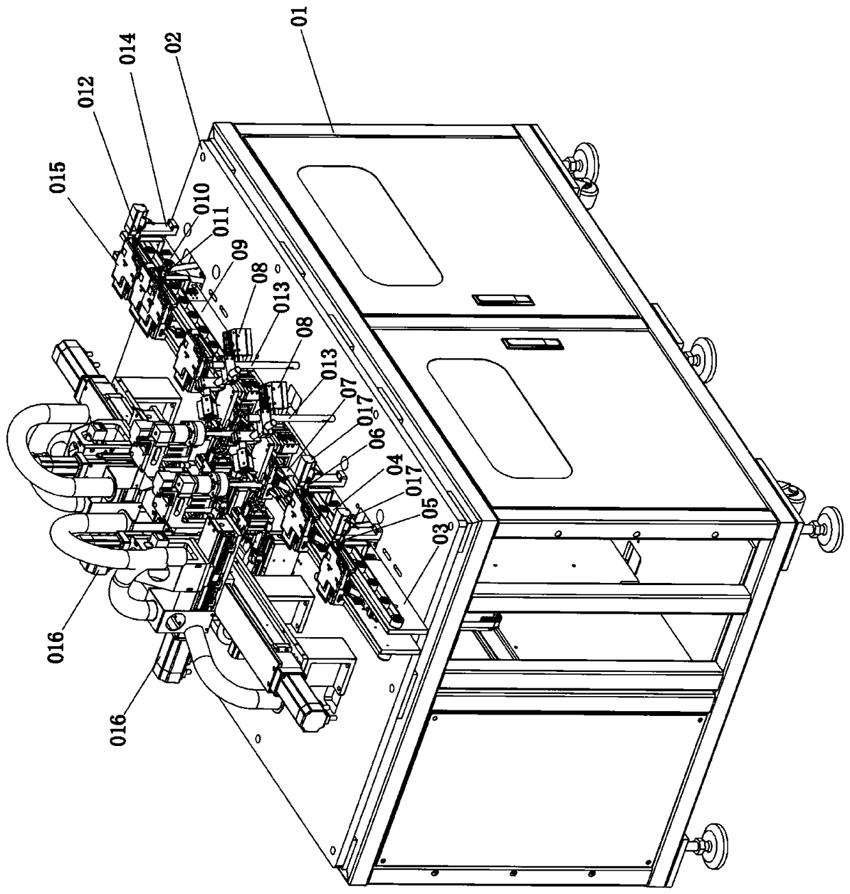 An automatic snap-in machine for fastening battery connectors and battery test boards