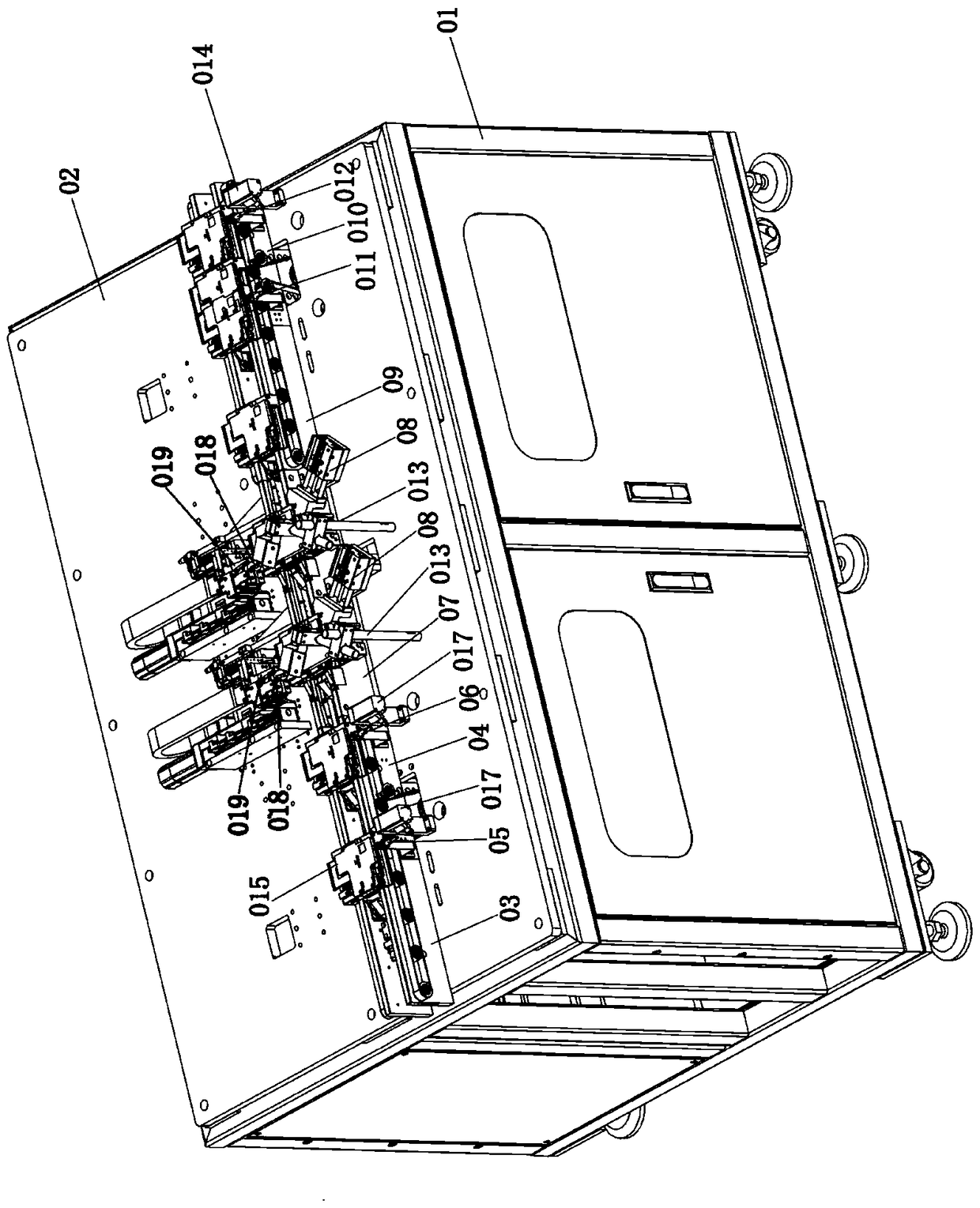 An automatic snap-in machine for fastening battery connectors and battery test boards