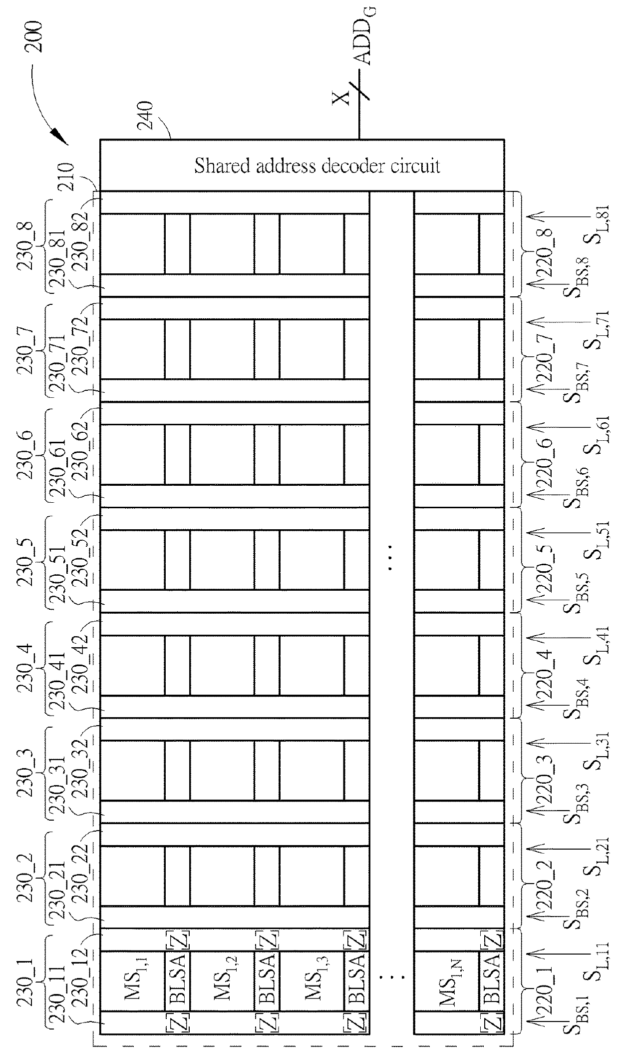 Memory architecture with multi-bank memory cell array accessed by local drive circuit within memory bank