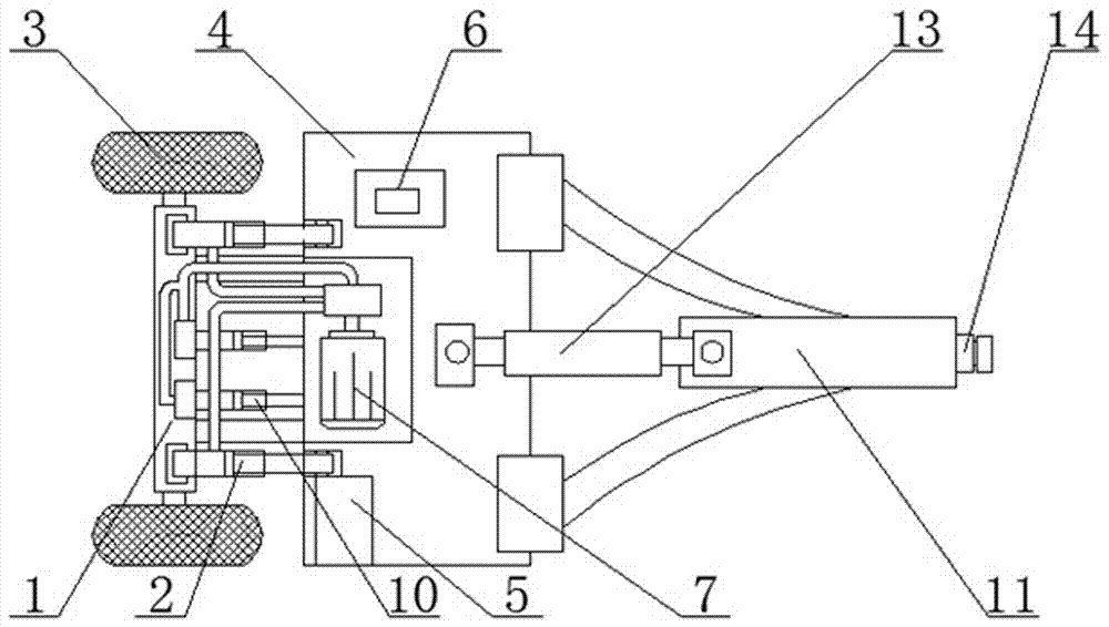 Laser grader easy to be cleaned after work and vibrating-protecting hydraulic pump