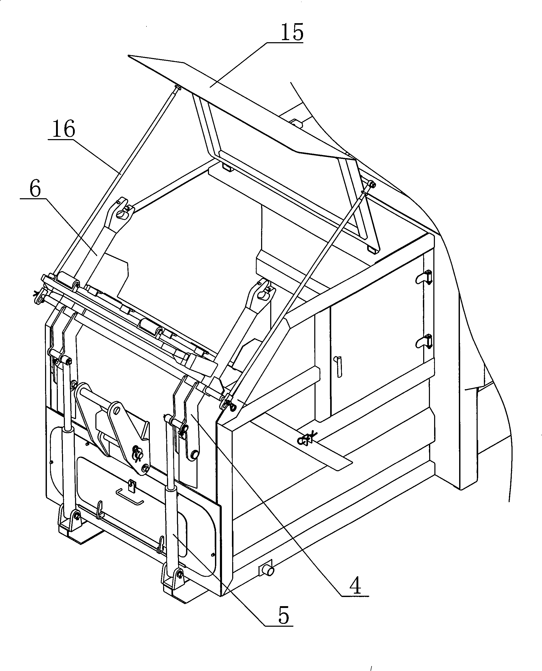 Turnover frame of refuse compressor