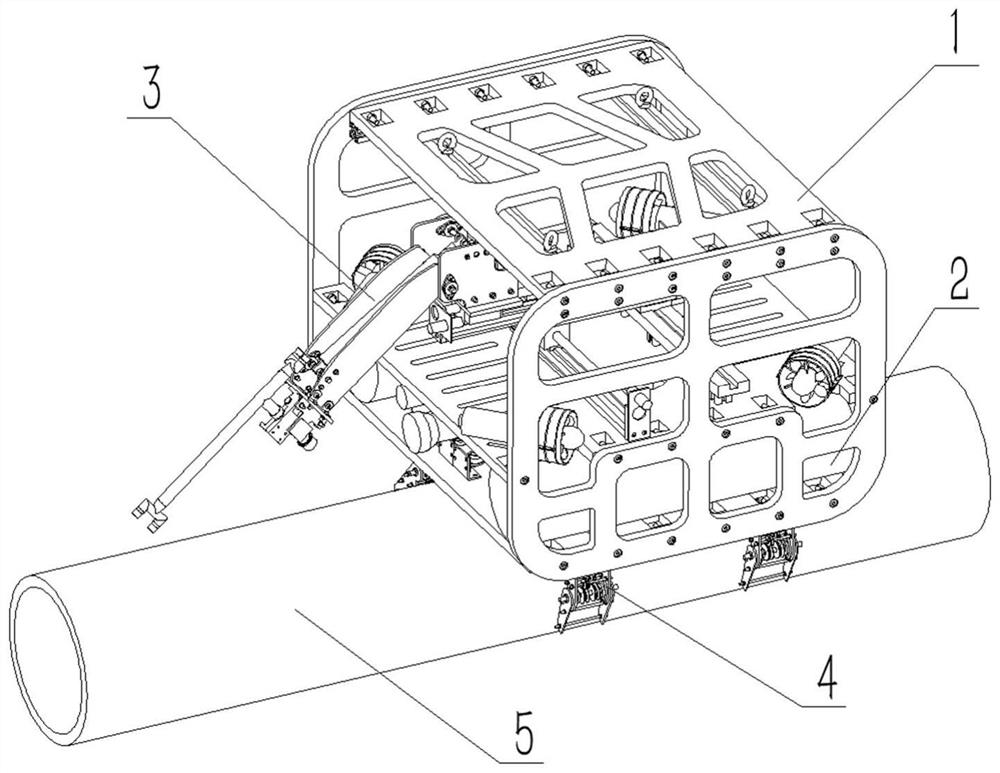 A pipe diameter self-adaptive claw and pipe diameter self-adaptive underwater fixed-point operation device