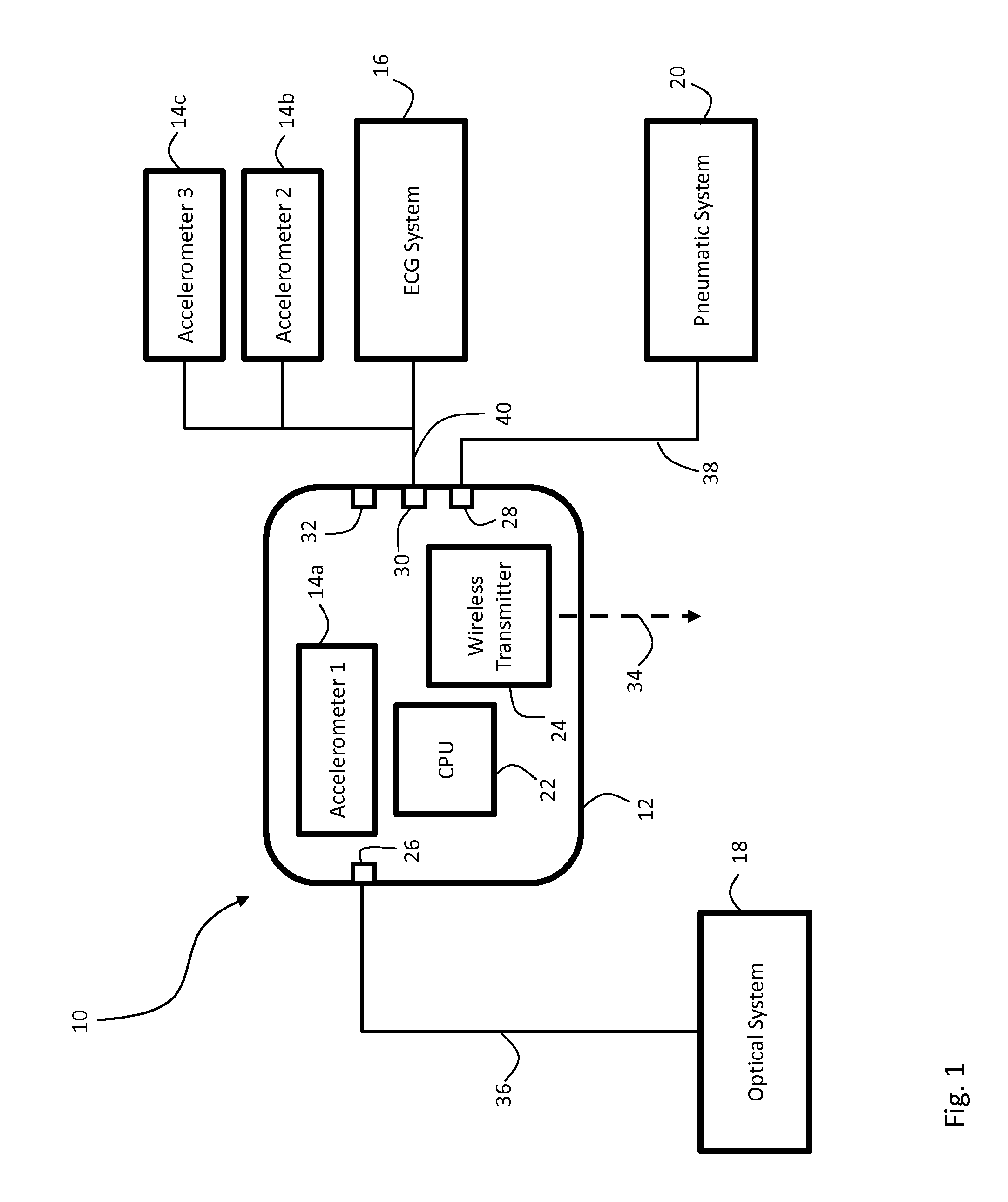 Vital sign monitoring system featuring 3 accelerometers