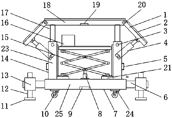 Adjustable supporting frame for building engineering