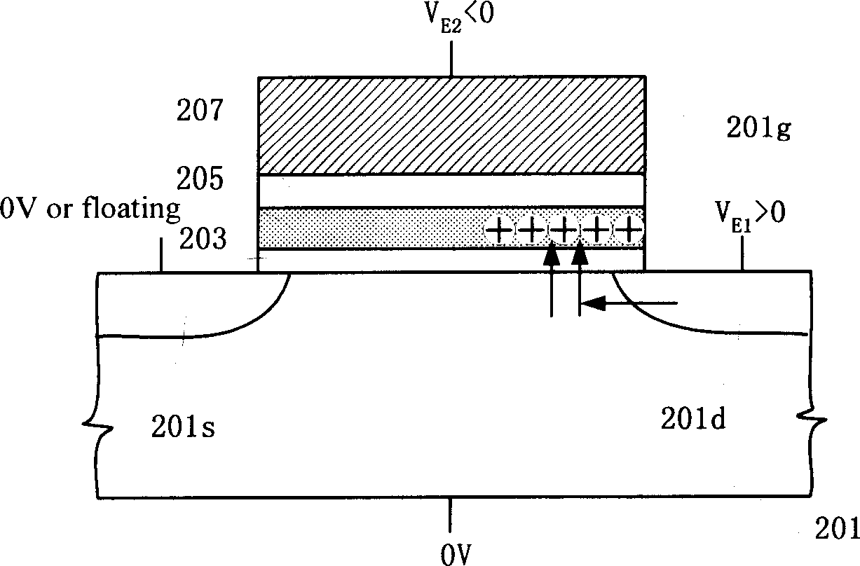 Trap charge capturing quick flashing storage array structure and operating method thereof