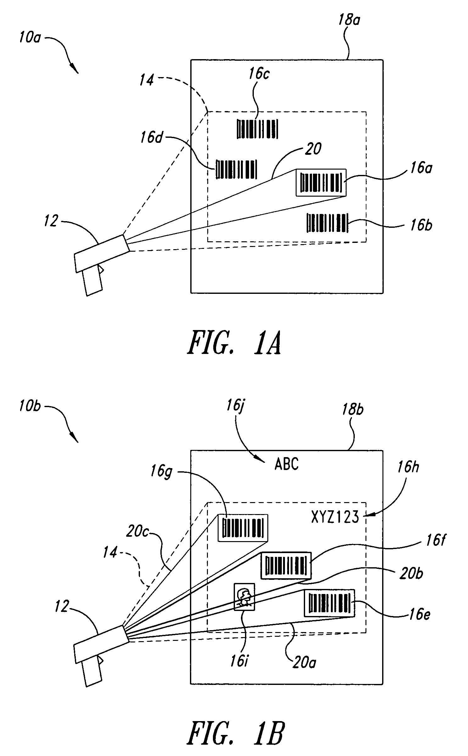 Methods, apparatuses and articles for automatic data collection devices, for example barcode readers, in cluttered environments