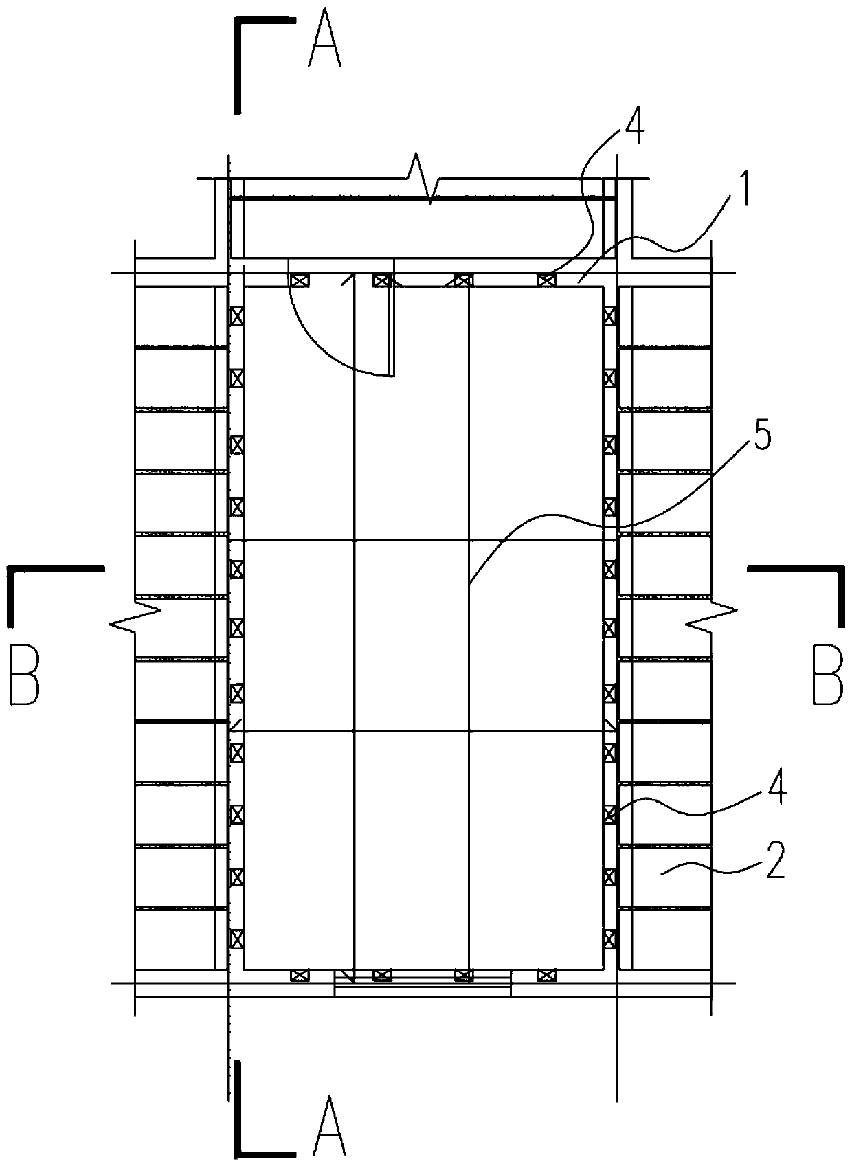 Construction method for changing hollow floors into cast-in-situ floors under support