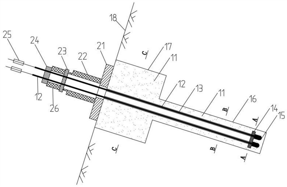 A test method for detecting the compressive bearing capacity of the grouting body at the end of a recoverable bolt