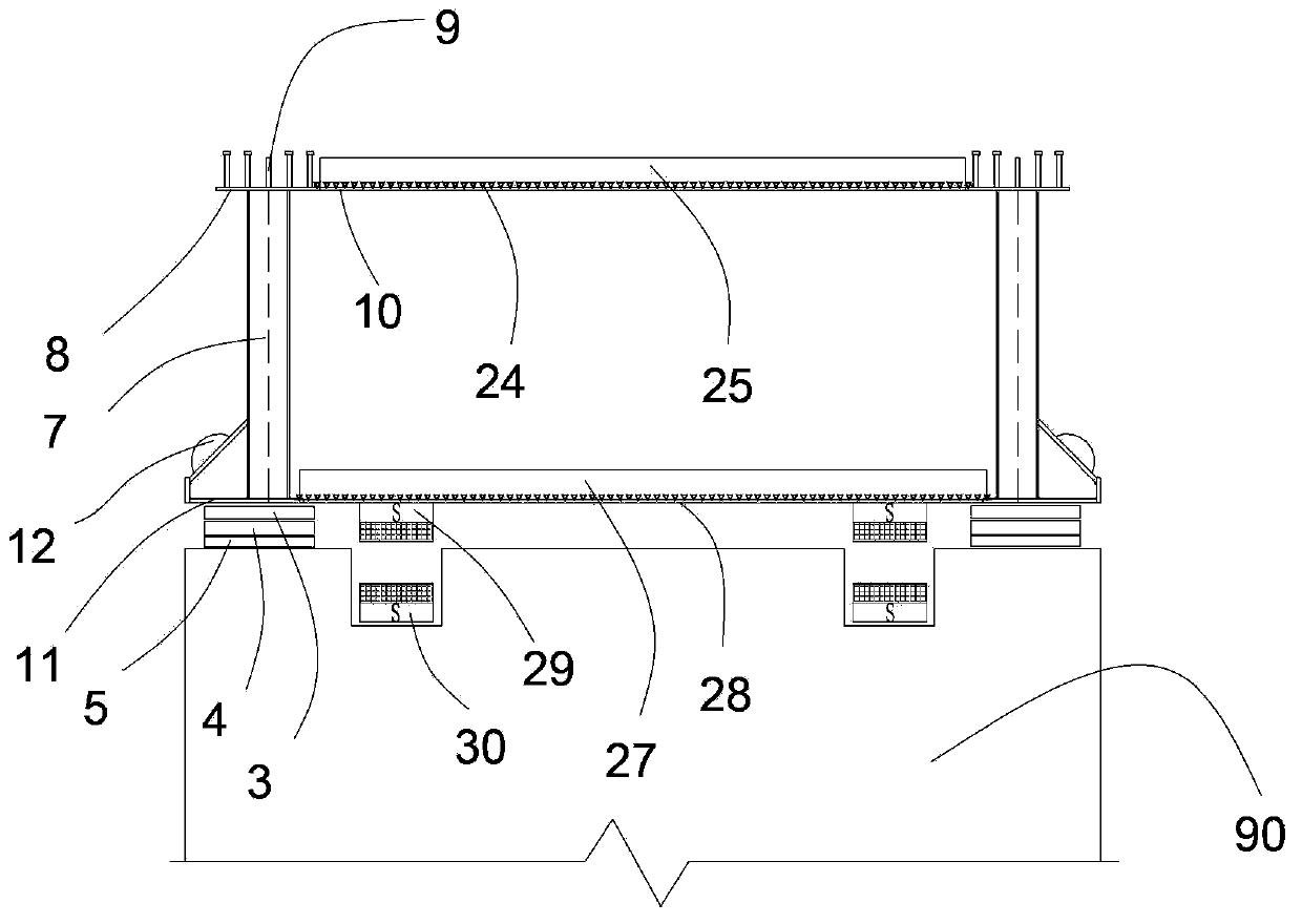 Bridge magnetic levitation pushing system and two-stage cantilever manufacturing method