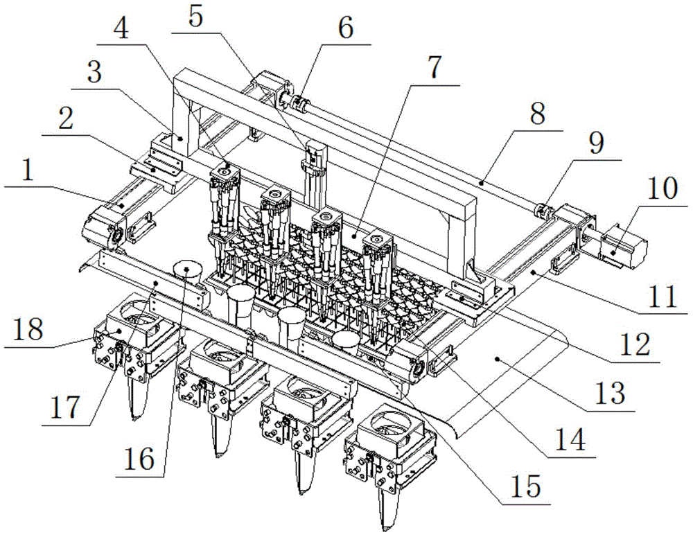 Apparatus and method for automatically picking seedling and separate projection applied to multi-row planting