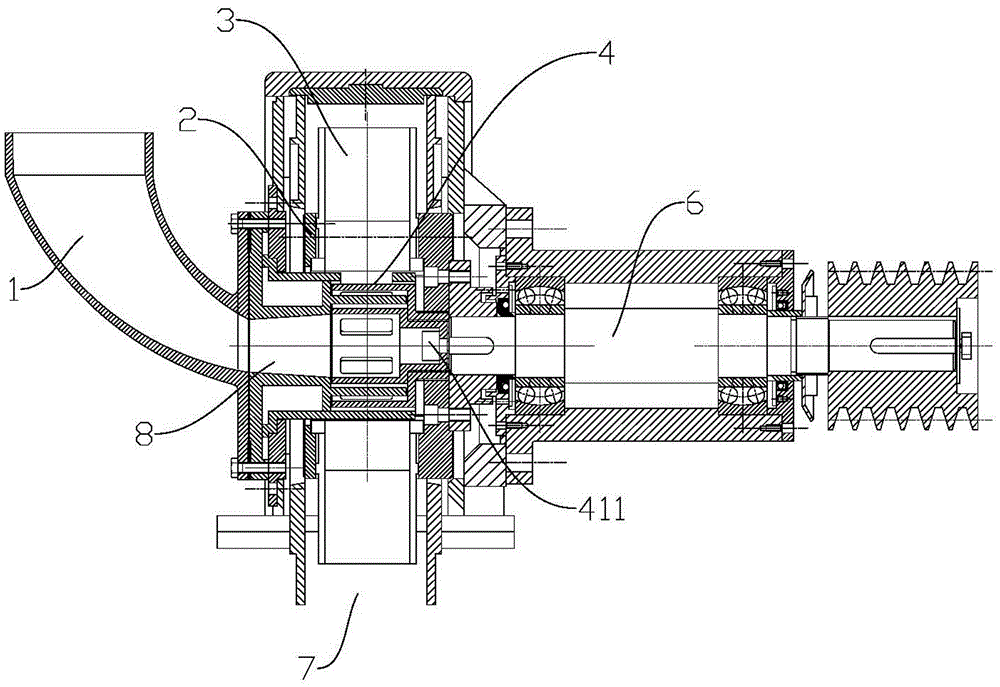 A shot blasting device with double splitting wheels and double directional sleeves