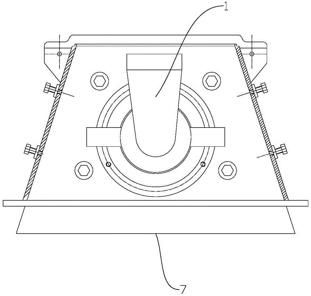 A shot blasting device with double splitting wheels and double directional sleeves