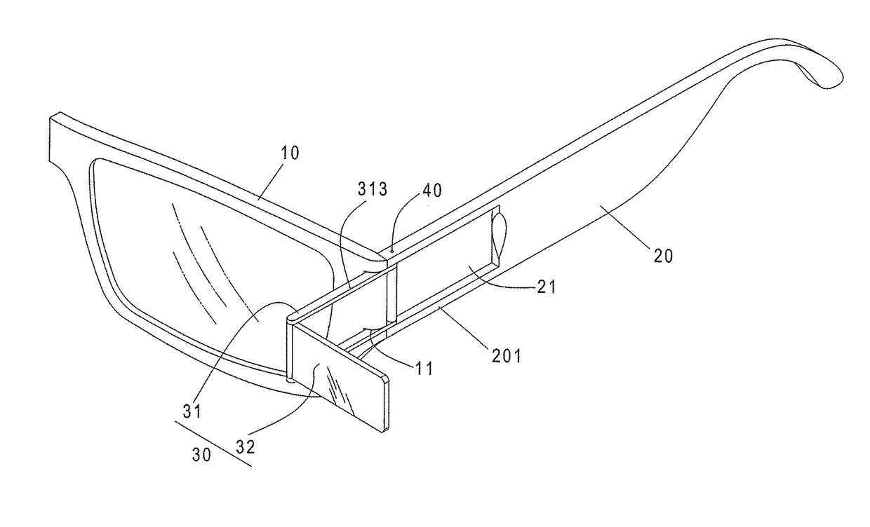 Eyeglass structure with rear-view mirror