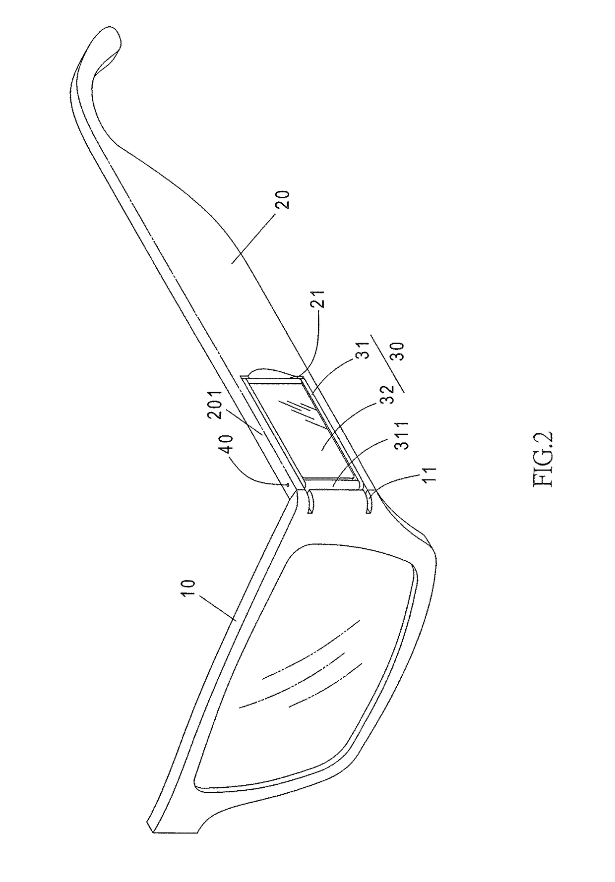 Eyeglass structure with rear-view mirror