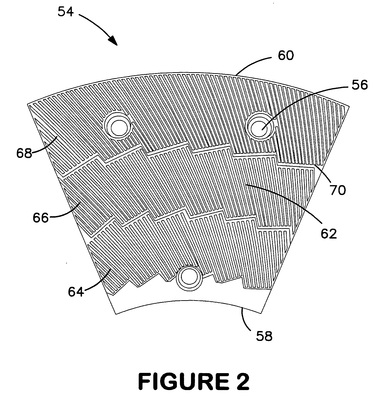 Disc refiner with plates having logarithmic spiral bars