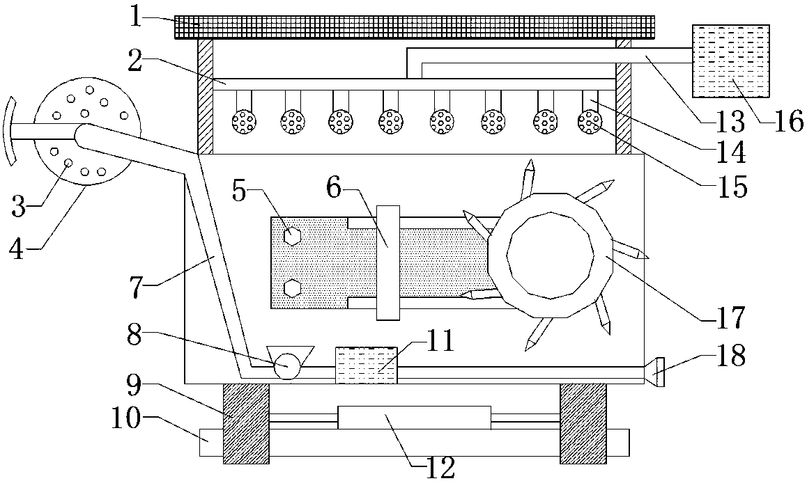 Spraying device for excavation machine