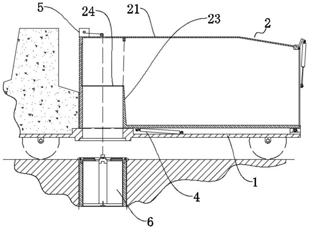 Buried garbage can facilitating garbage collection and garbage collection vehicle