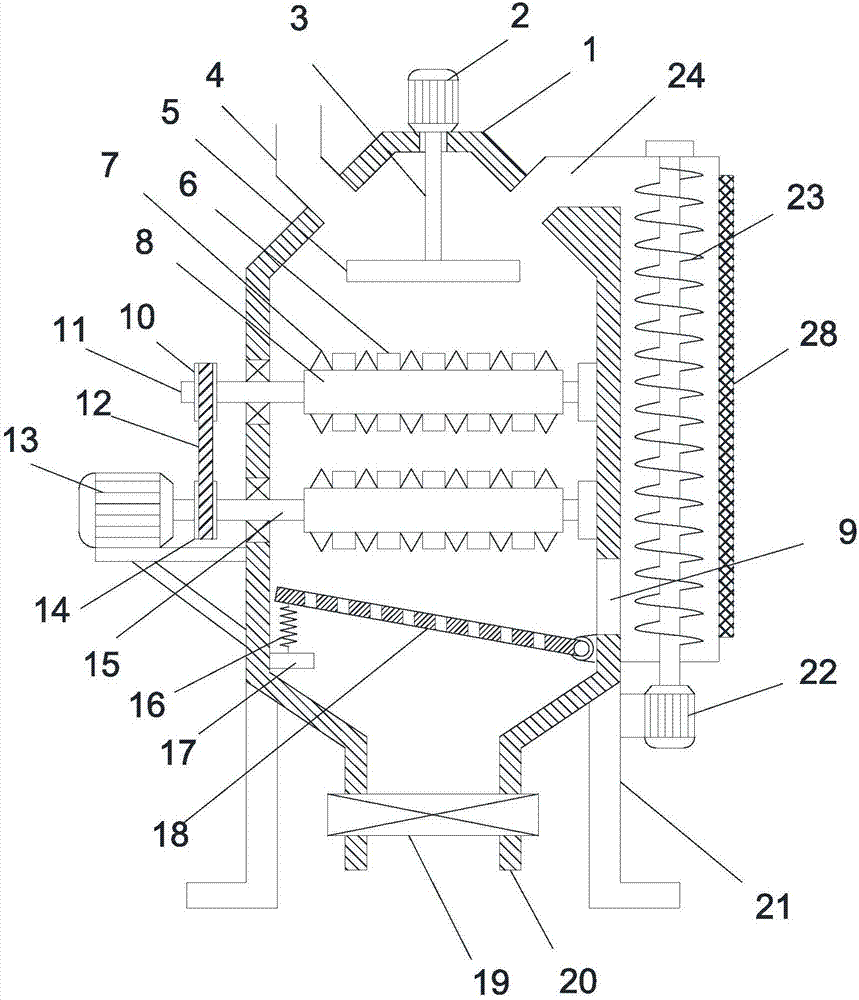 Circulation solid poultry feed smashing device