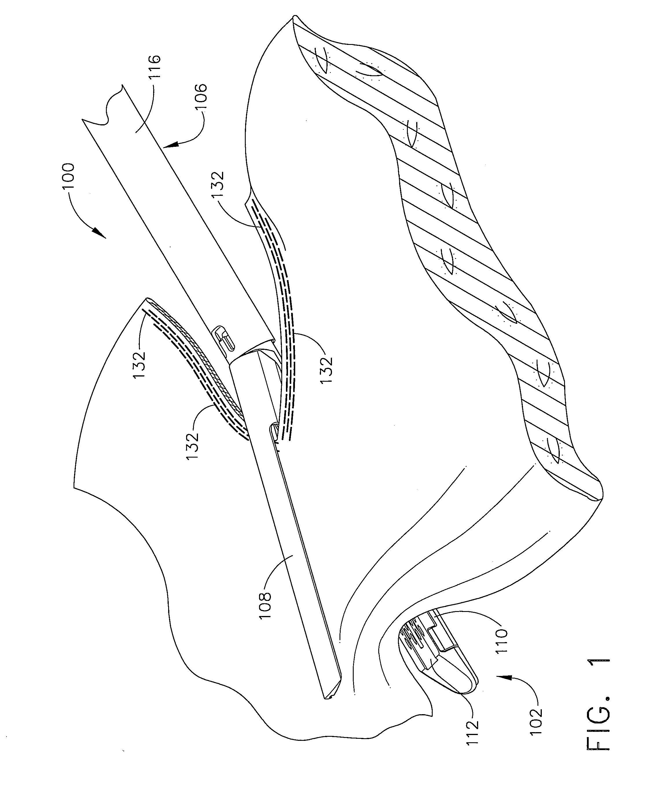 Surgical stapling device having supports for a flexible drive mechanism