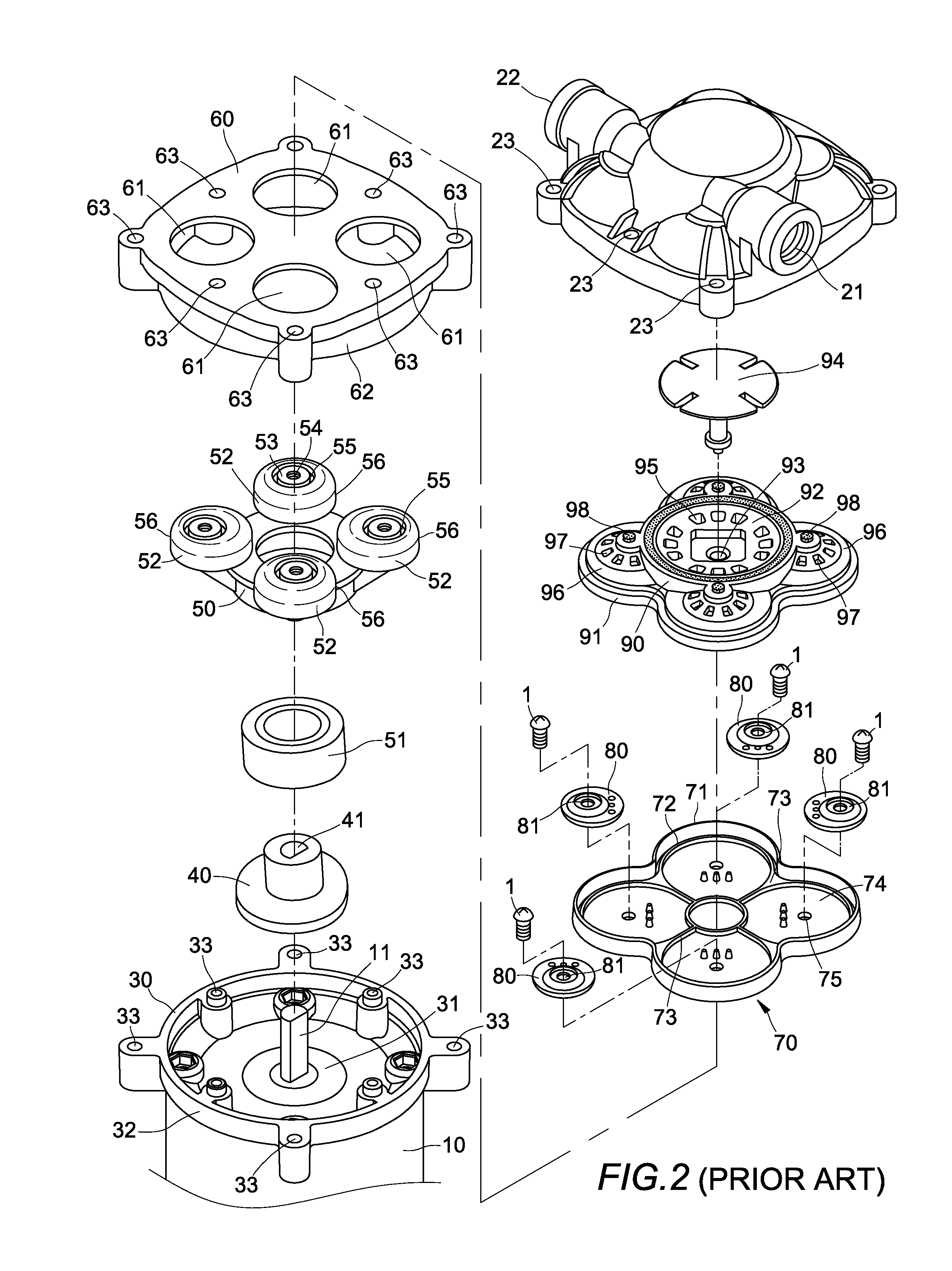 Vibration-reducing structure for four-compression-chamber diaphragm pump