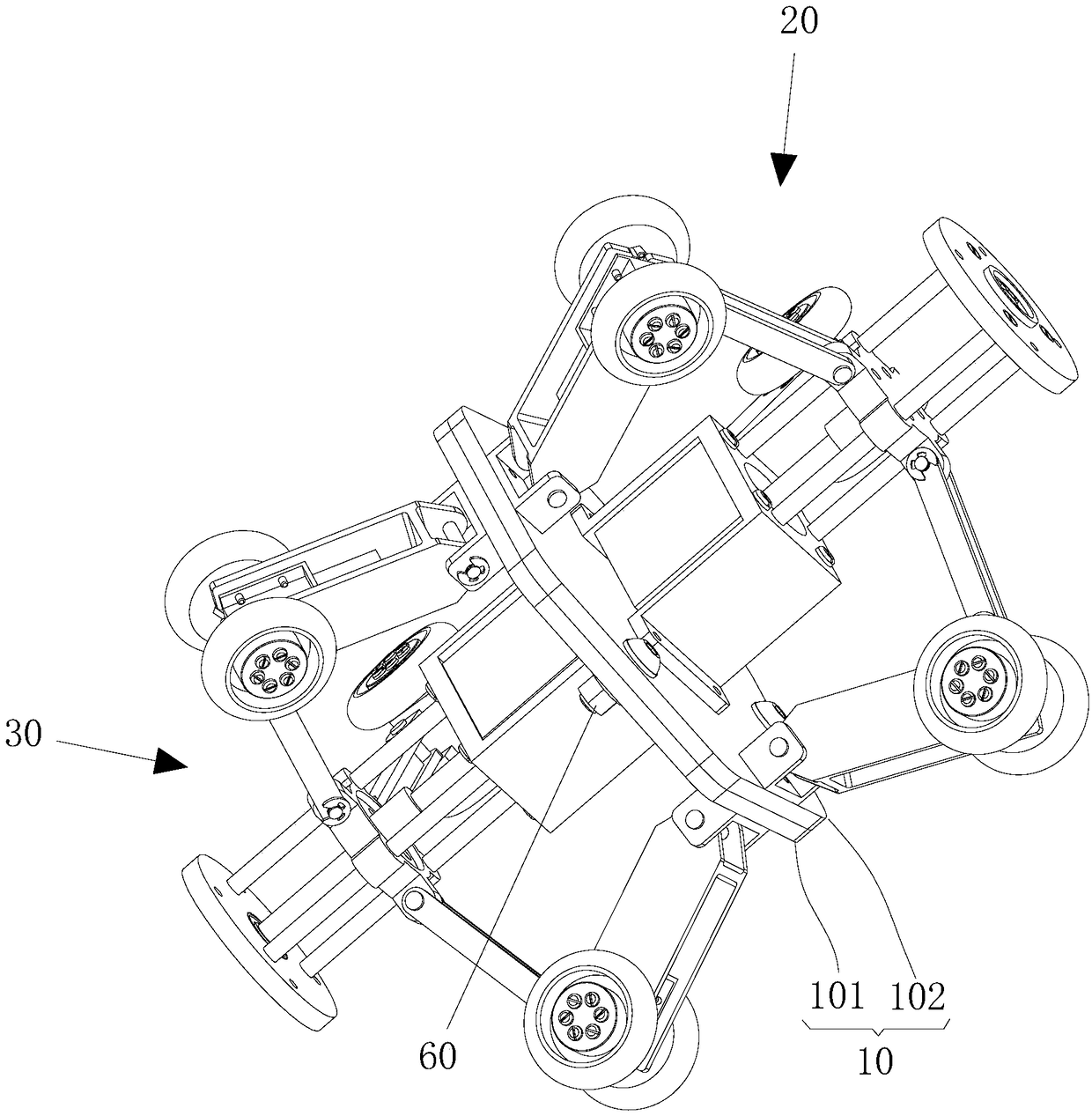 Tapered pipeline detection robot