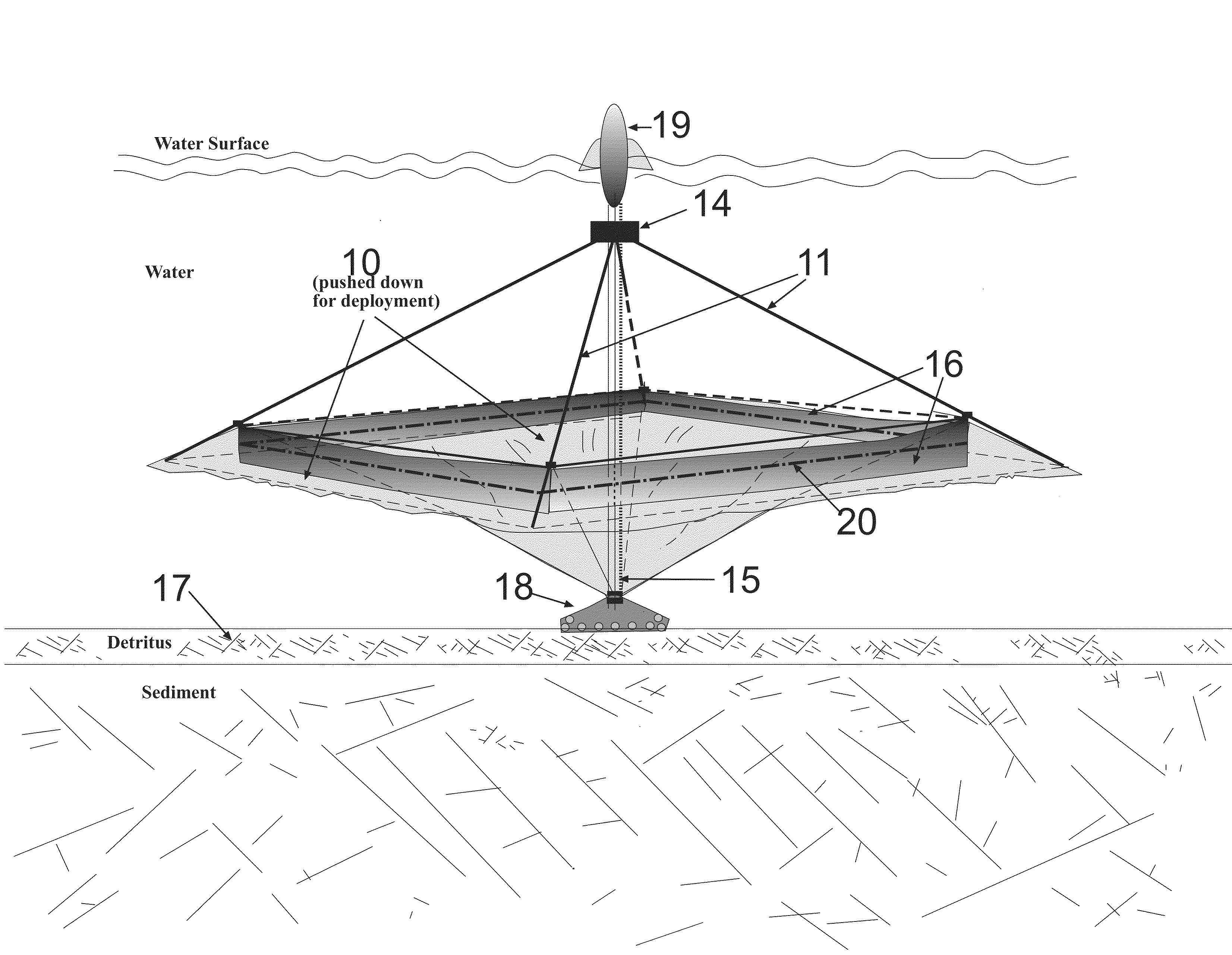 Collapsible Aquatic Sediment Enclosure and Process for Removal of Contaminants