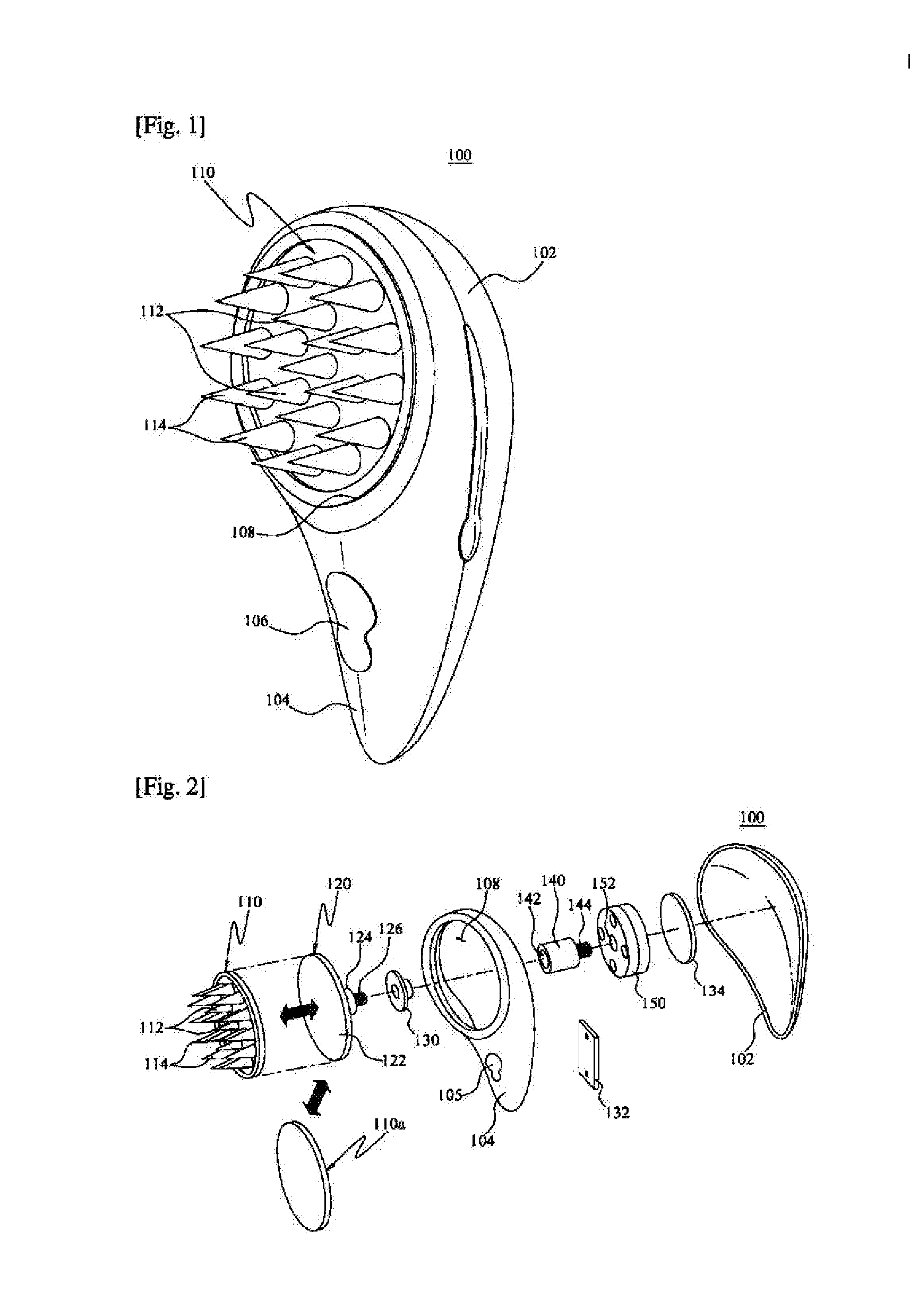 Skin and scalp massaging apparatus using acoustic pressure