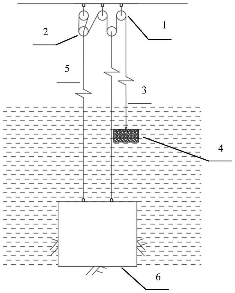 Pulley-heaving block device for restraining flutter of long-span bridge