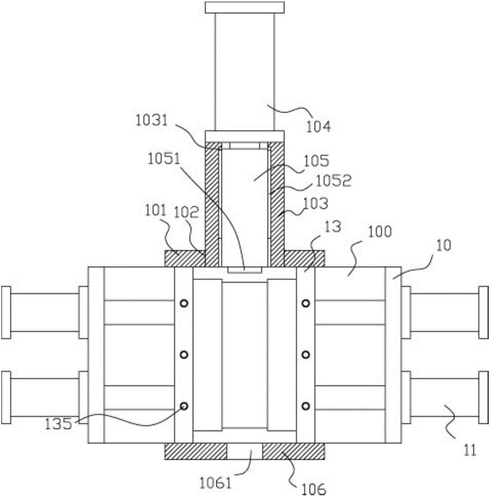 Middle-supporting type plastic cylinder three-point positioning mechanism