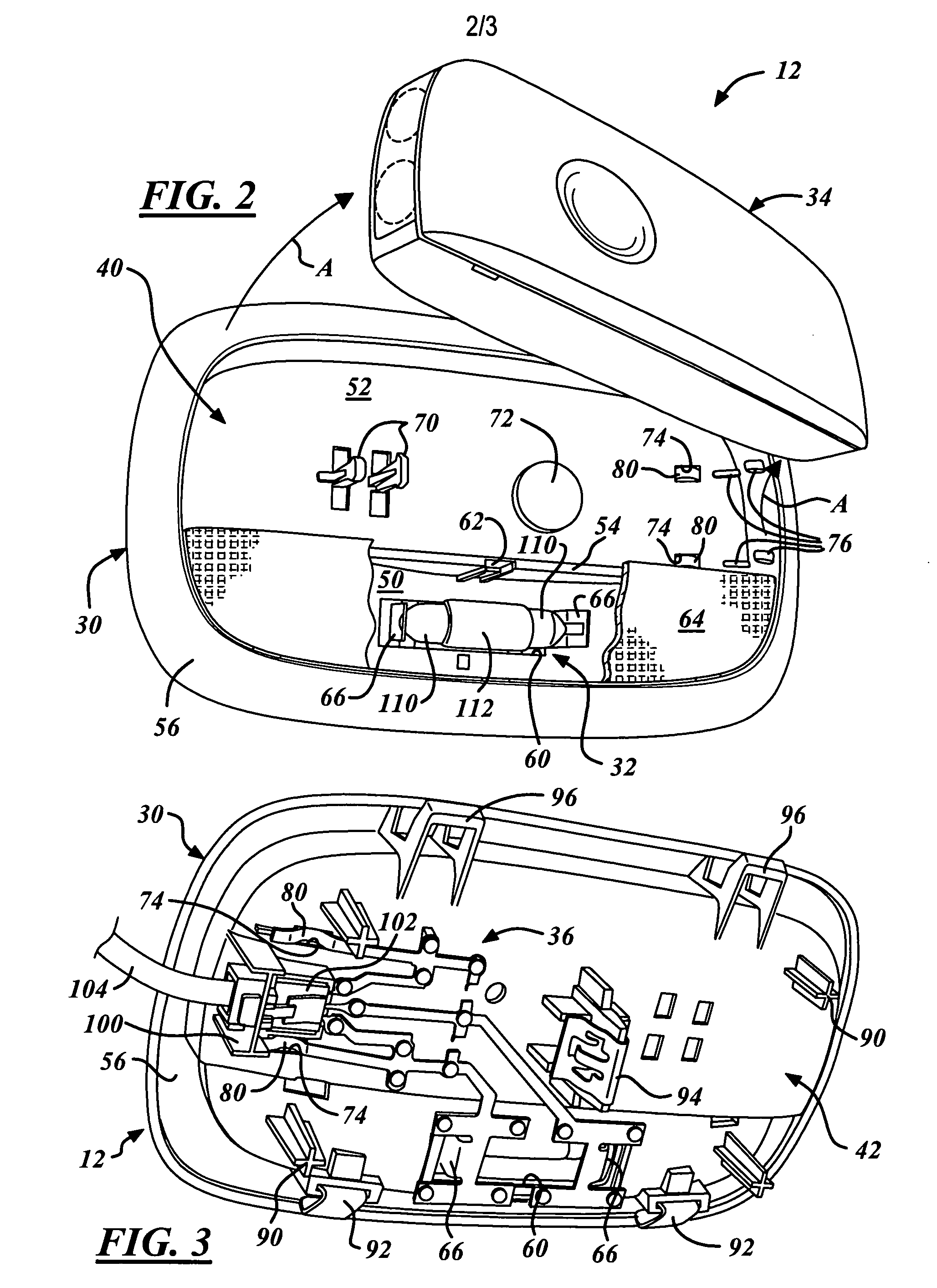 Vehicle interior light assembly with removable flashlight