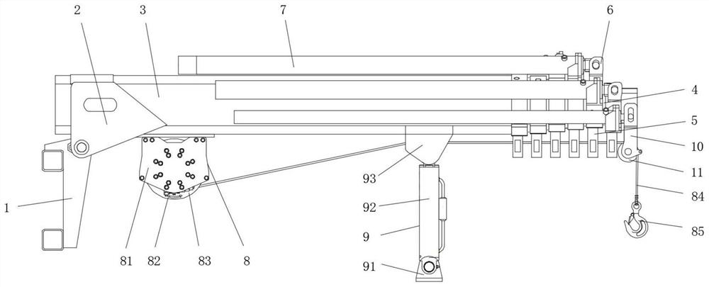 Light multifunctional crane with seven telescopic arms