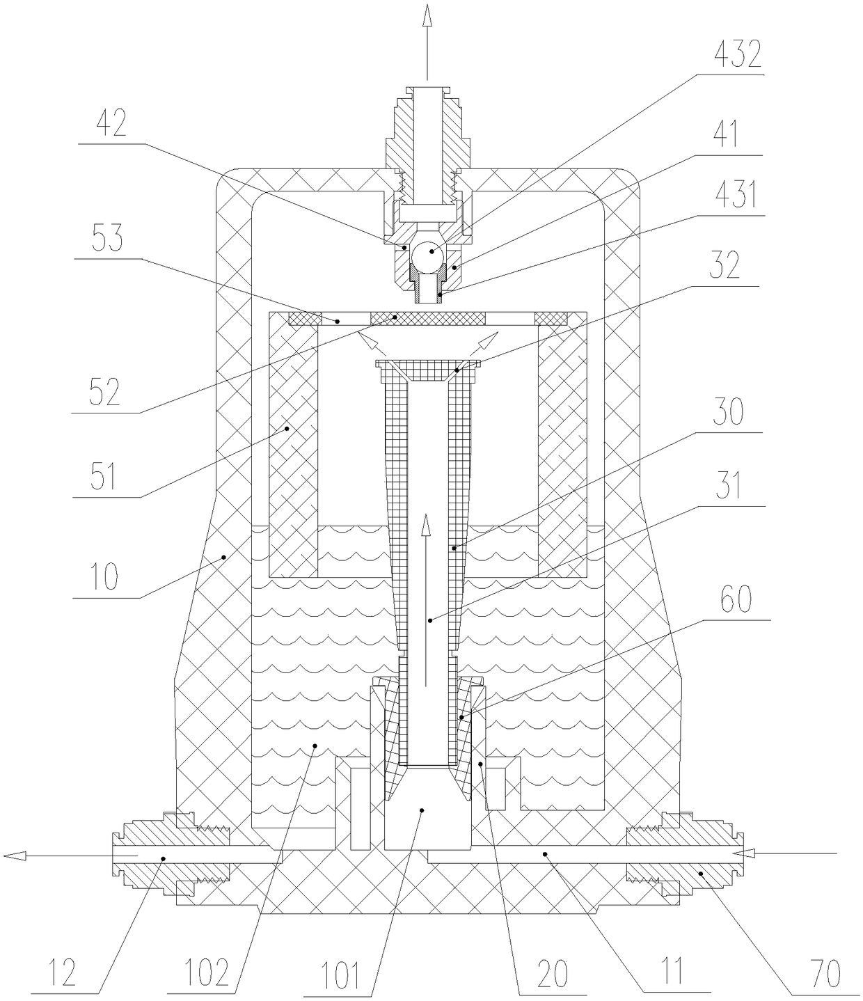 Waterway gas rapid automatic removing device