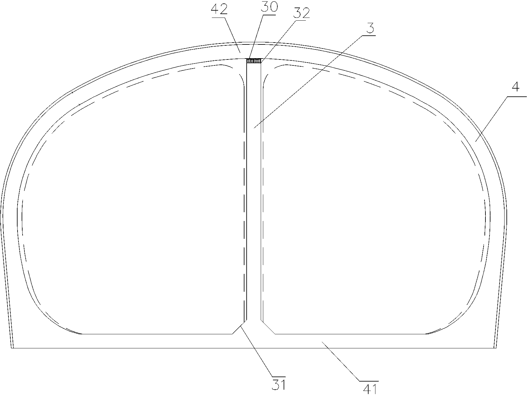 Tunnel compartment wall lining structure