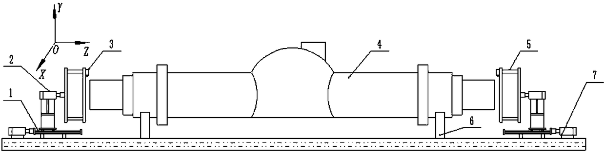 Workpiece axis positioning error compensation method for axle housing roundness and cylindricity detecting device