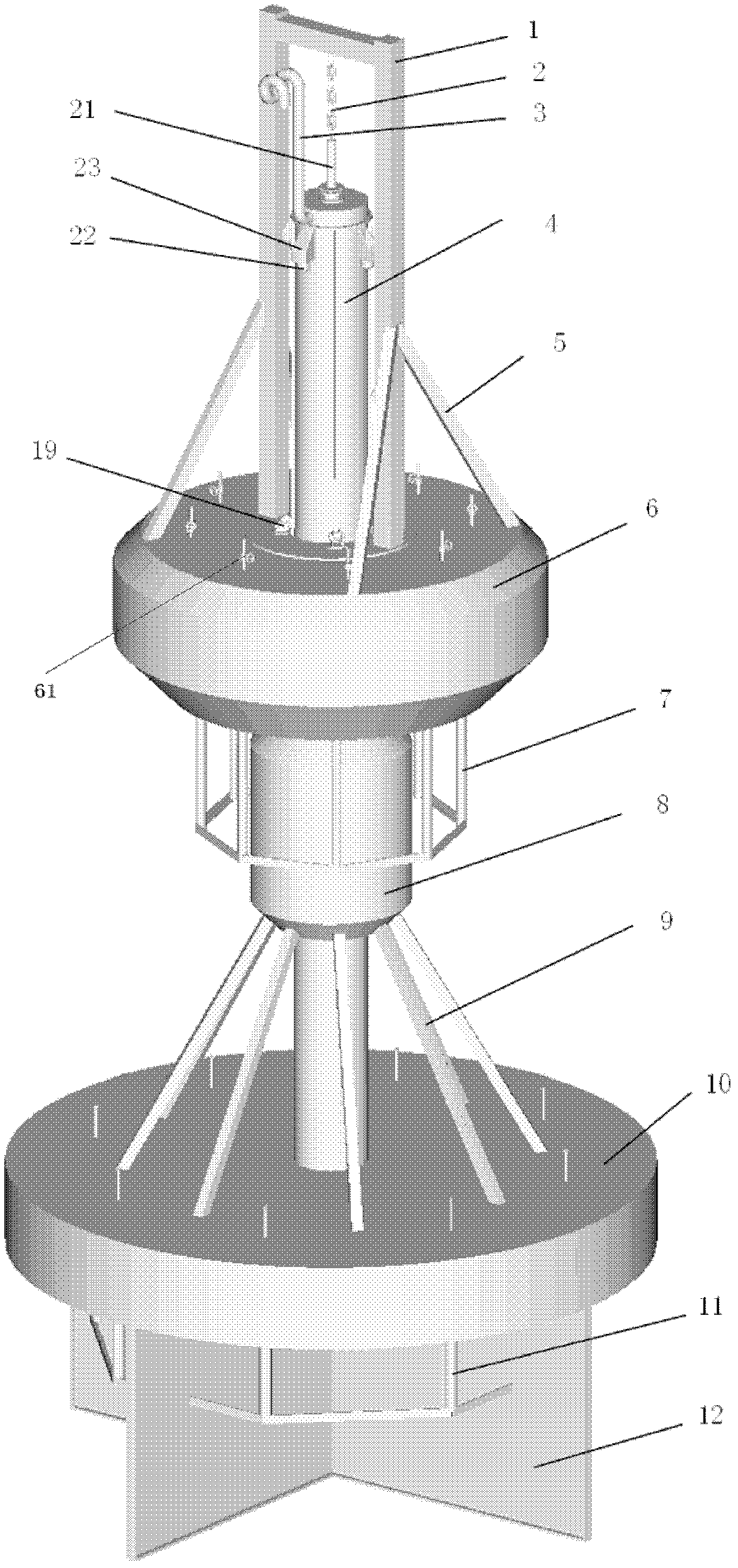 Floating lighthouse type natural-vibration-frequency-adjustable wave-energy directly-driven power generation device