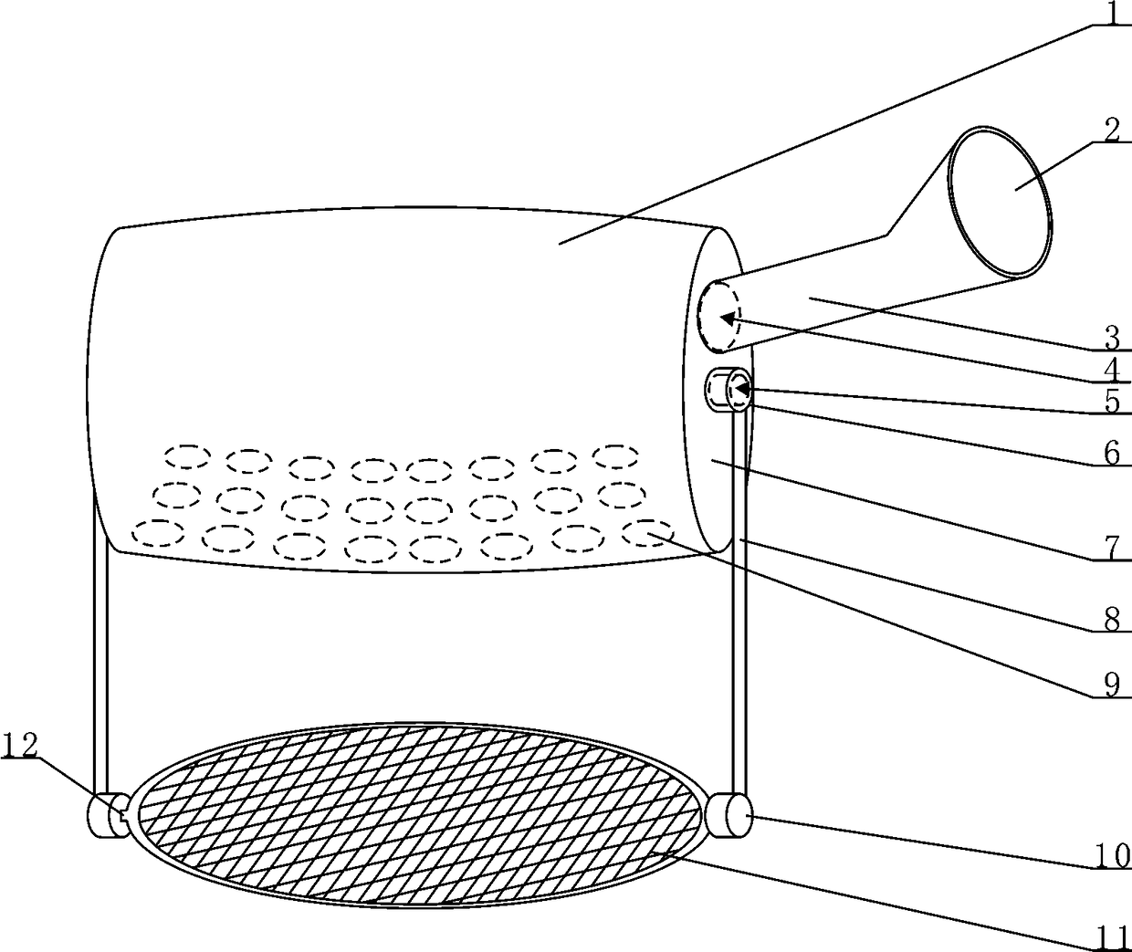 Drum type screening device special for apples