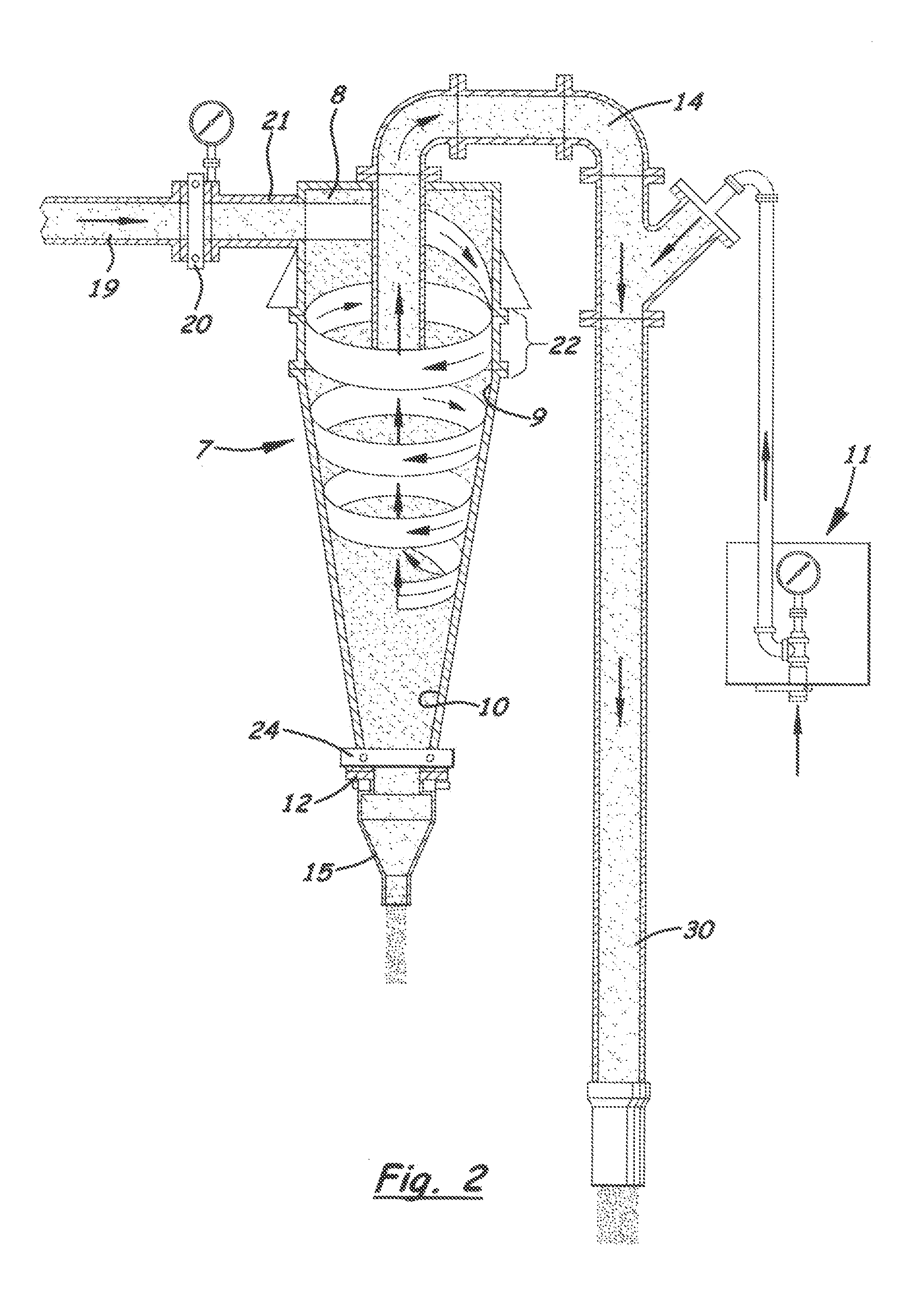 Method for enhancing cyclonic vessel efficiency with polymeric additives