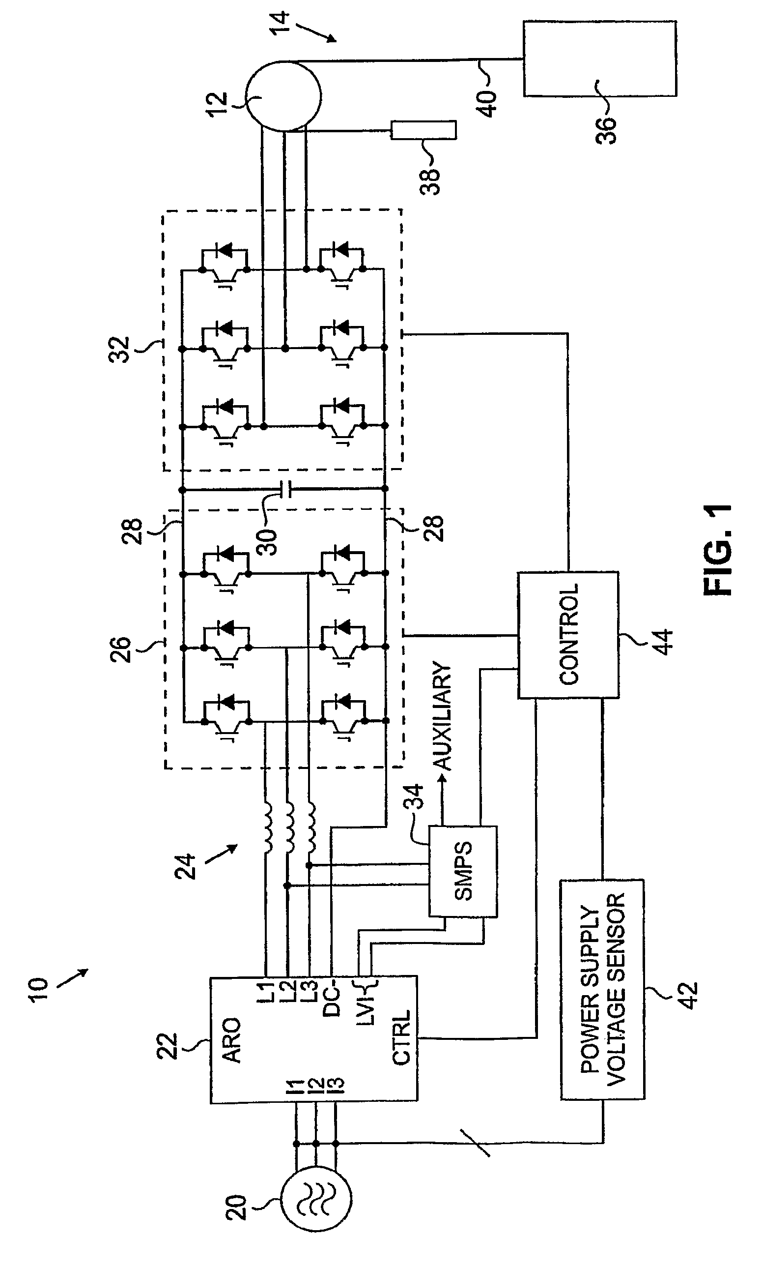 Elevator system including regenerative drive and rescue operation circuit for normal and power failure conditions