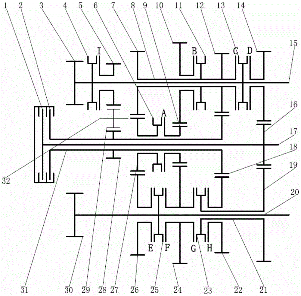 Multi-speed dual-clutch transmission and vehicle