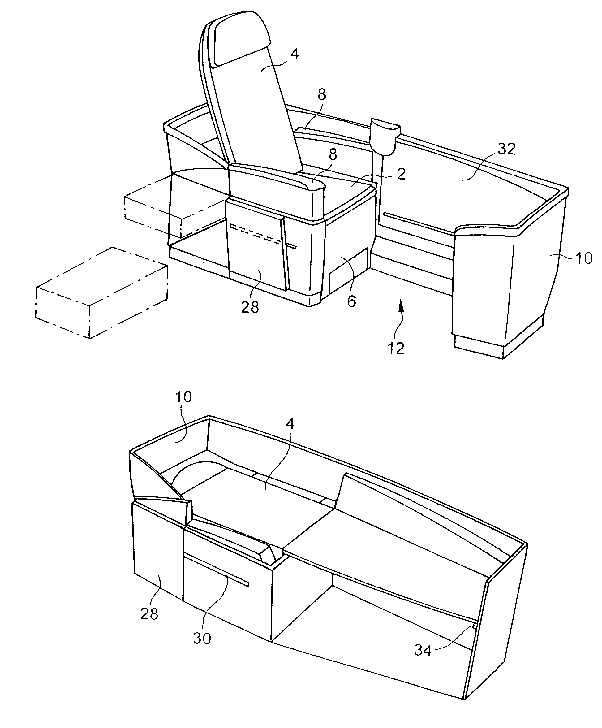 Convertible seat for an aircraft passenger