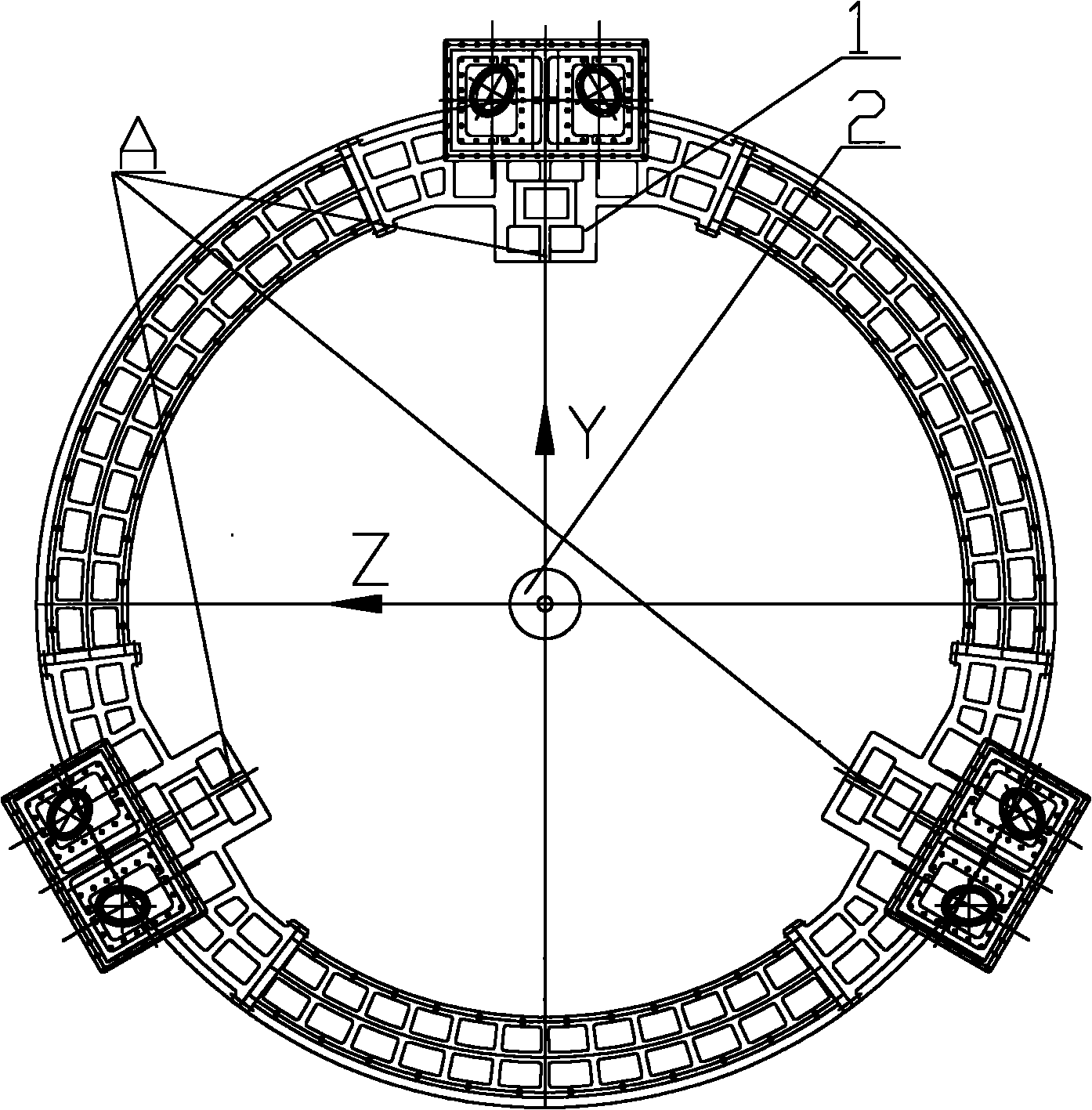 Method for establishing three-dimensional coordinate system of large test equipment