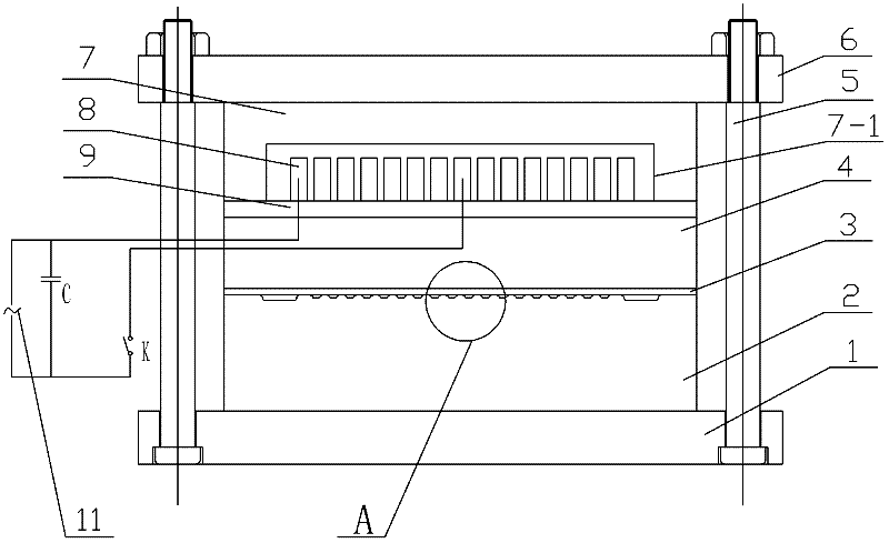 Electromagnetic force driven soft mold forming device and method for metal bipolar plate of fuel cell