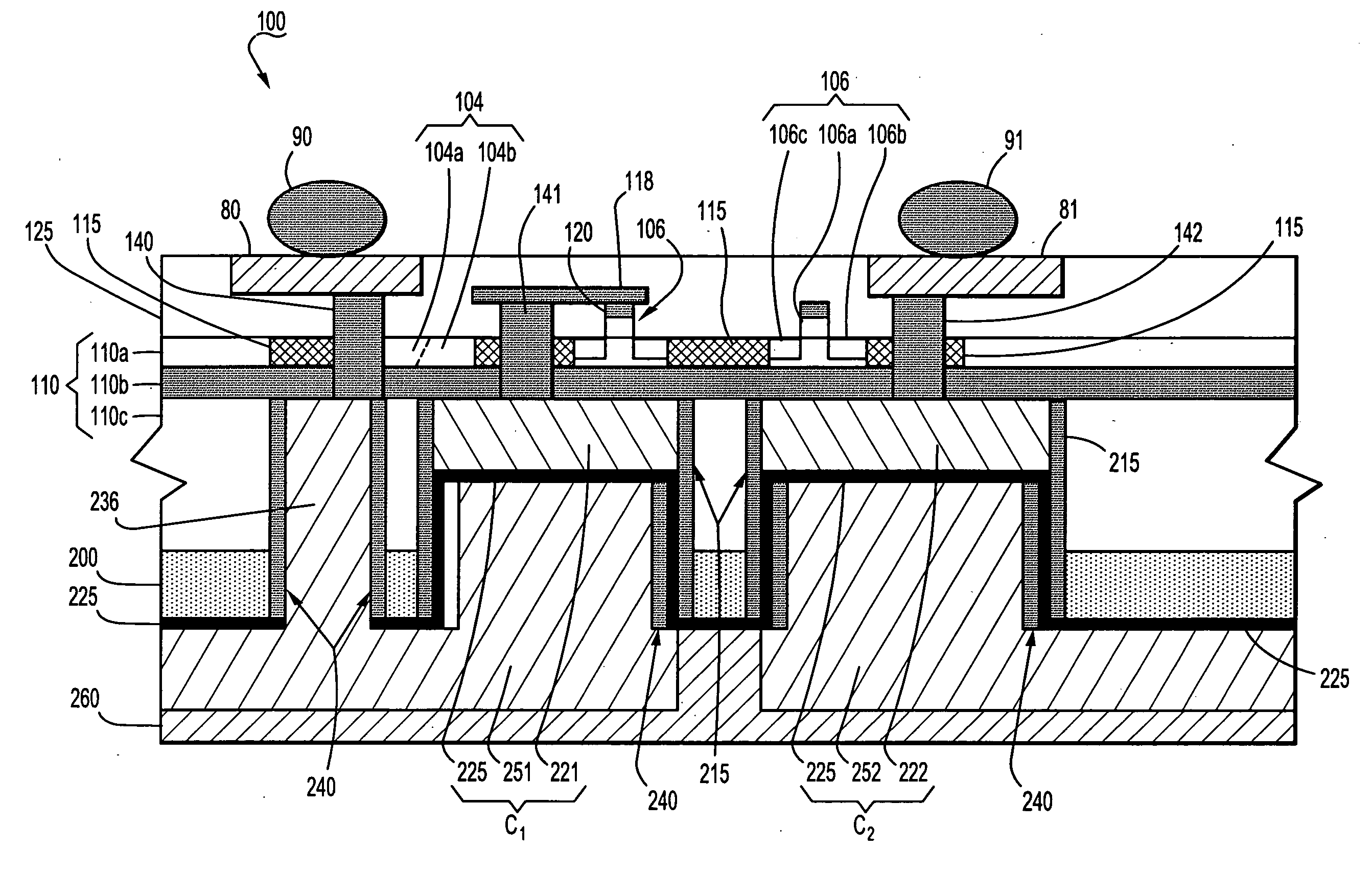 Semiconductor integrated circuit devices having high-Q wafer back-side capacitors