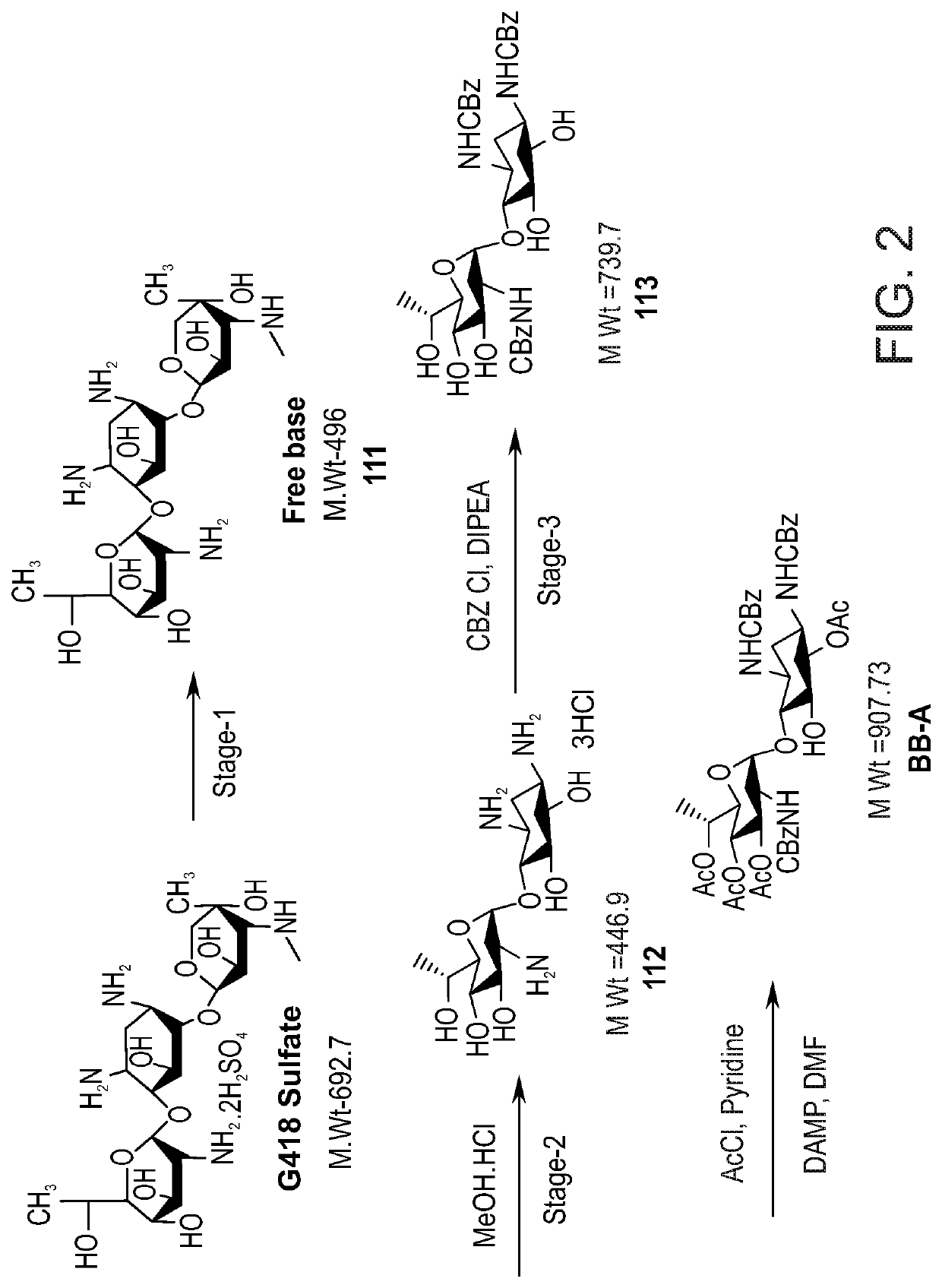 Large scale preparation of pseudo-trisaccharide aminoglycosides and of intermediates thereof