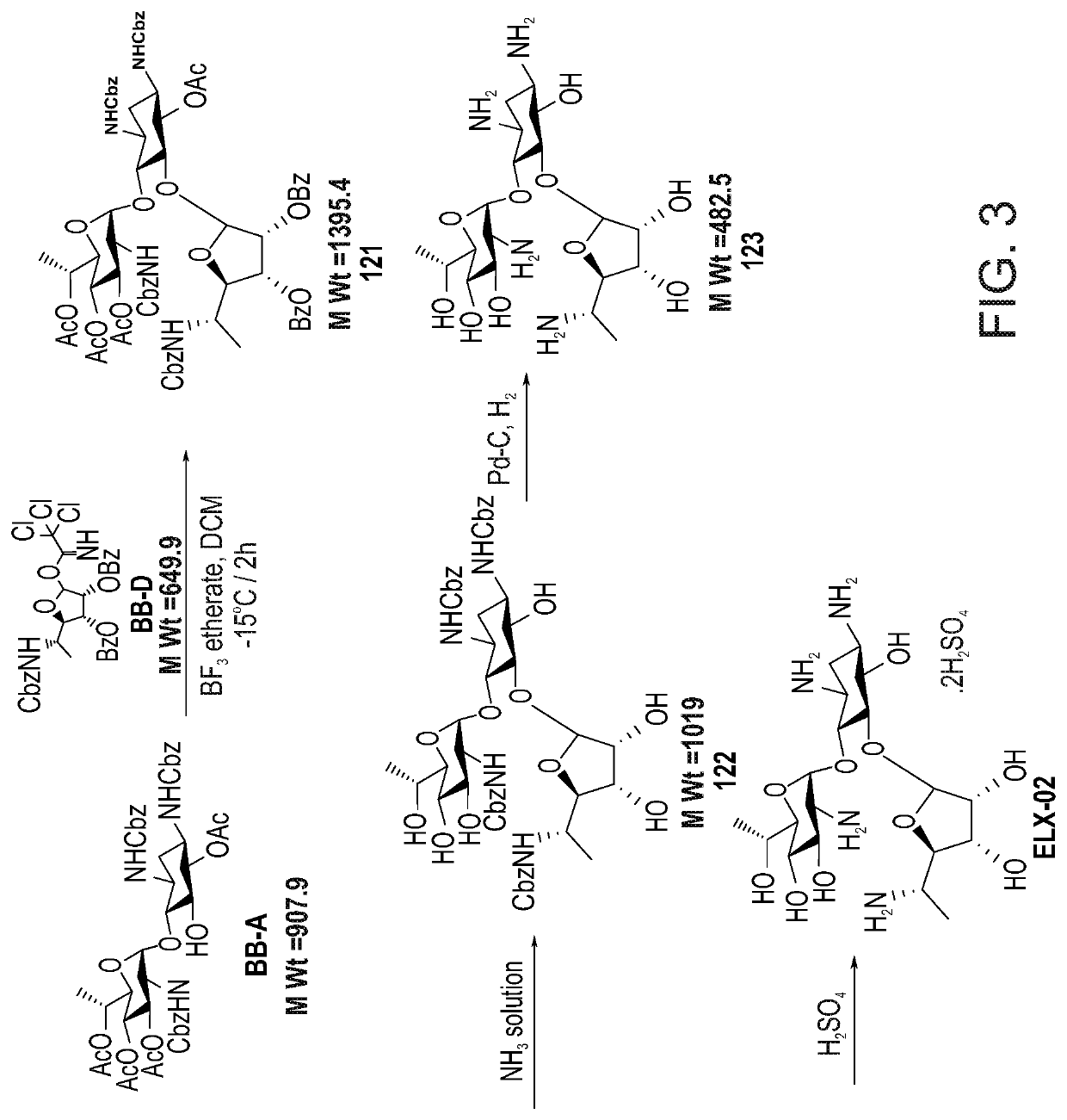 Large scale preparation of pseudo-trisaccharide aminoglycosides and of intermediates thereof