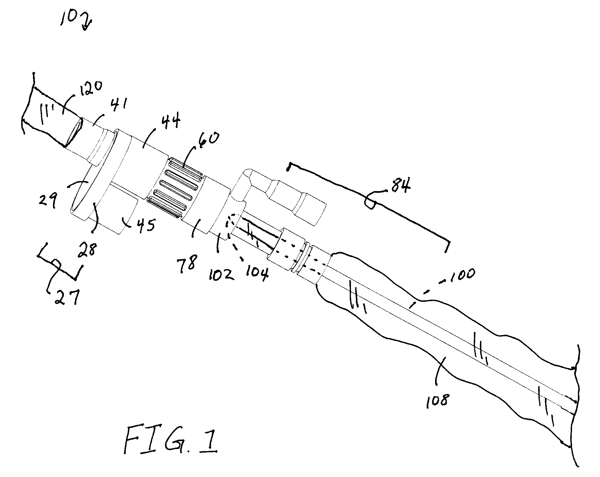 Respiratory access assembly with rotating lock and method